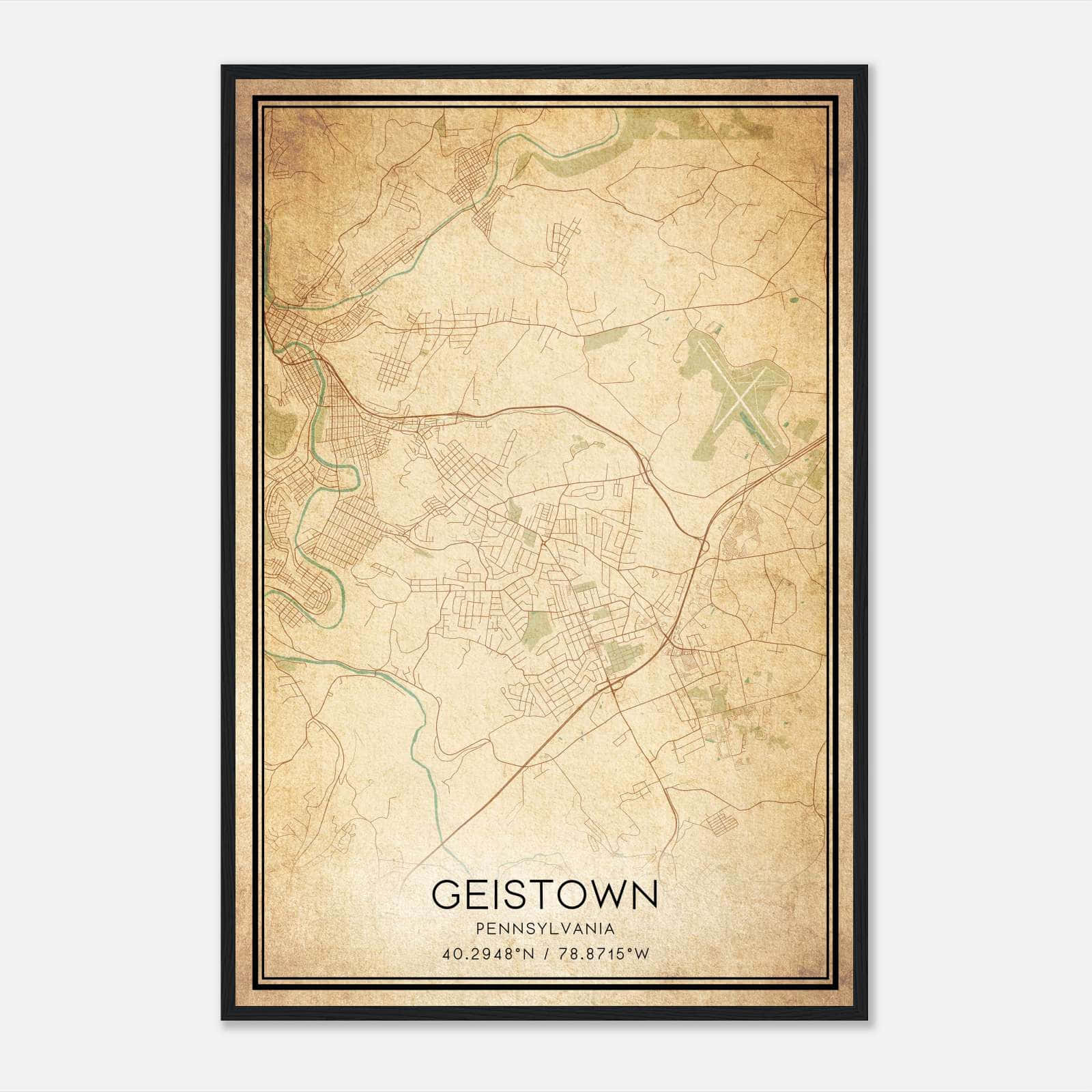 Vintage Geistown Pennsylvania Map Poster, Geistown PA City Road Wall Art Print Vintage Geistown Pennsylvania Map Poster, Geistown PA City Road Wall Art Print