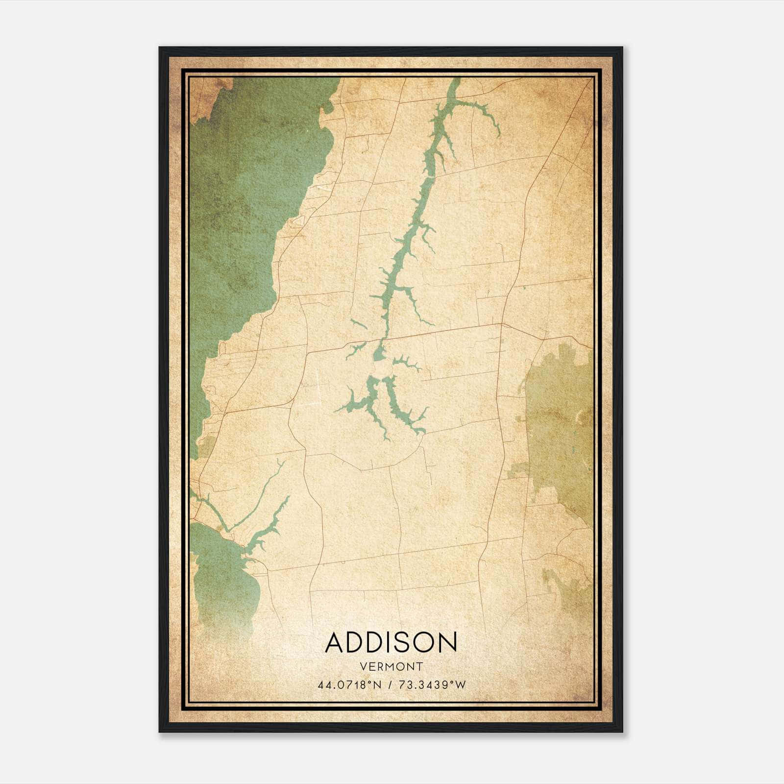 Vintage Addison Vermont Map Poster, Addison VT City Road Wall Art Print Vintage Addison Vermont Map Poster, Addison VT City Road Wall Art Print