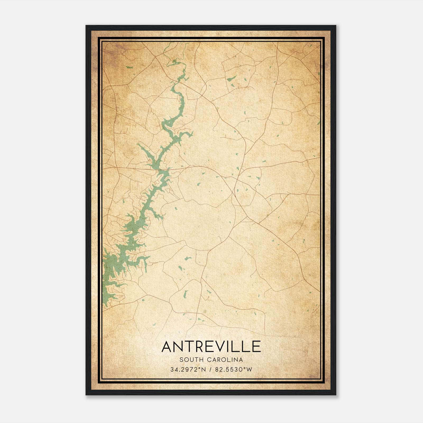 Vintage Antreville South Carolina Map Poster, Antreville SC City Road Wall Art Print Vintage Antreville South Carolina Map Poster, Antreville SC City Road Wall Art Print