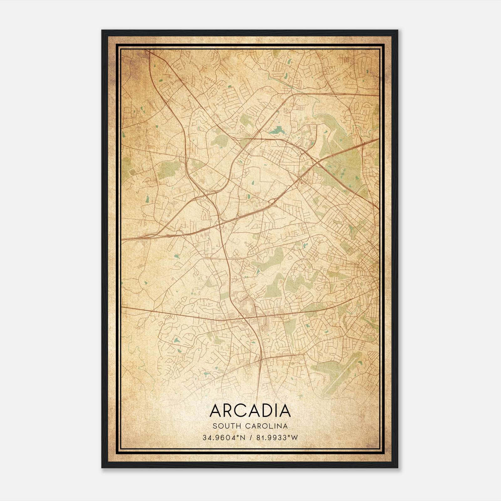 Vintage Arcadia South Carolina Map Poster, Arcadia SC City Road Wall Art Print Vintage Arcadia South Carolina Map Poster, Arcadia SC City Road Wall Art Print