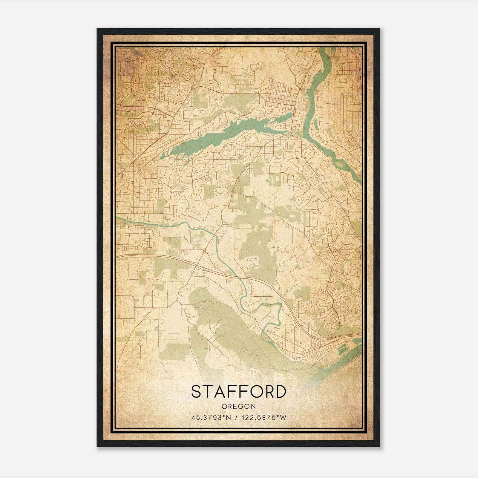 Vintage Stafford Oregon Map Poster, Stafford OR City Road Wall Art Print Vintage Stafford Oregon Map Poster, Stafford OR City Road Wall Art Print