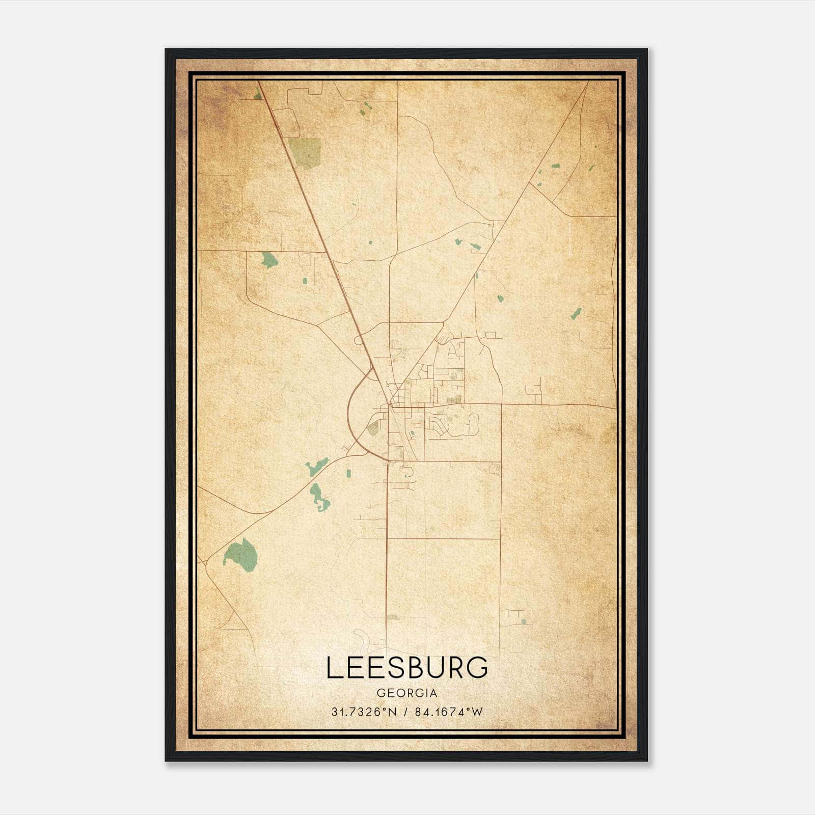 Vintage Leesburg Georgia Map Poster, Leesburg GA City Road Wall Art Print Vintage Leesburg Georgia Map Poster, Leesburg GA City Road Wall Art Print