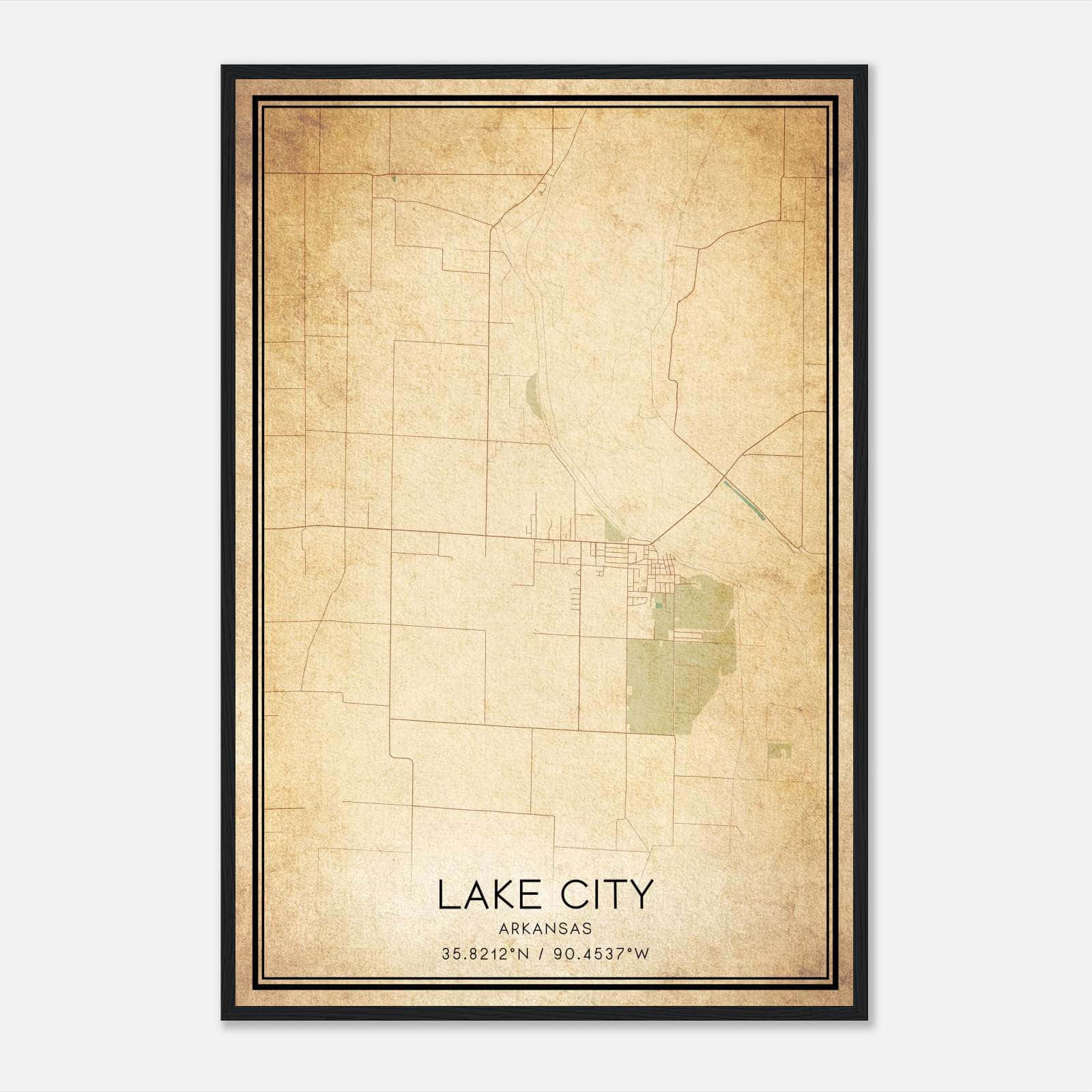 Vintage Lake City Arkansas Map Poster, Lake City AR City Road Wall Art Print Vintage Lake City Arkansas Map Poster, Lake City AR City Road Wall Art Print