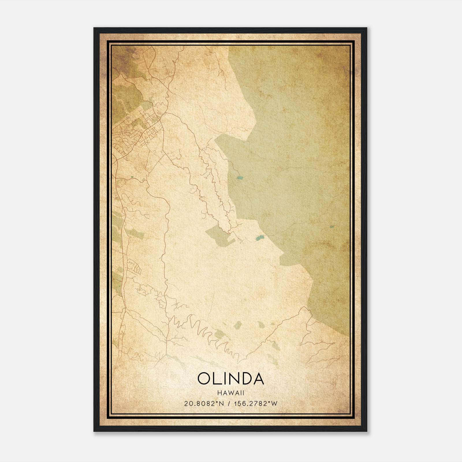 Vintage Olinda Hawaii Map Poster, Olinda HI City Road Wall Art Print Vintage Olinda Hawaii Map Poster, Olinda HI City Road Wall Art Print
