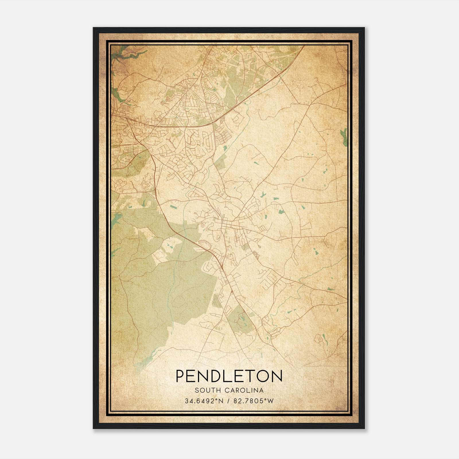 Vintage Pendleton South Carolina Map Poster, Pendleton SC City Road Wall Art Print Vintage Pendleton South Carolina Map Poster, Pendleton SC City Road Wall Art Print