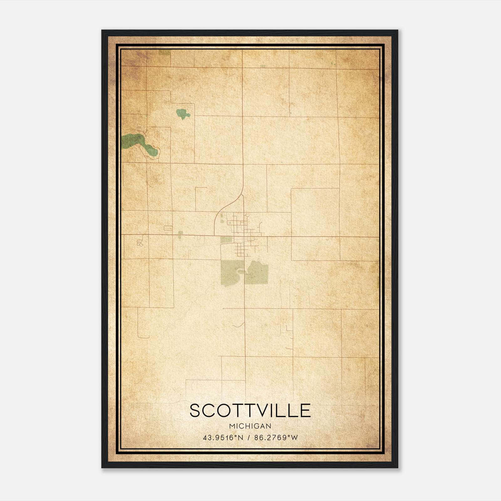 Vintage Scottville Michigan Map Poster, Scottville MI City Road Wall Art Print Vintage Scottville Michigan Map Poster, Scottville MI City Road Wall Art Print