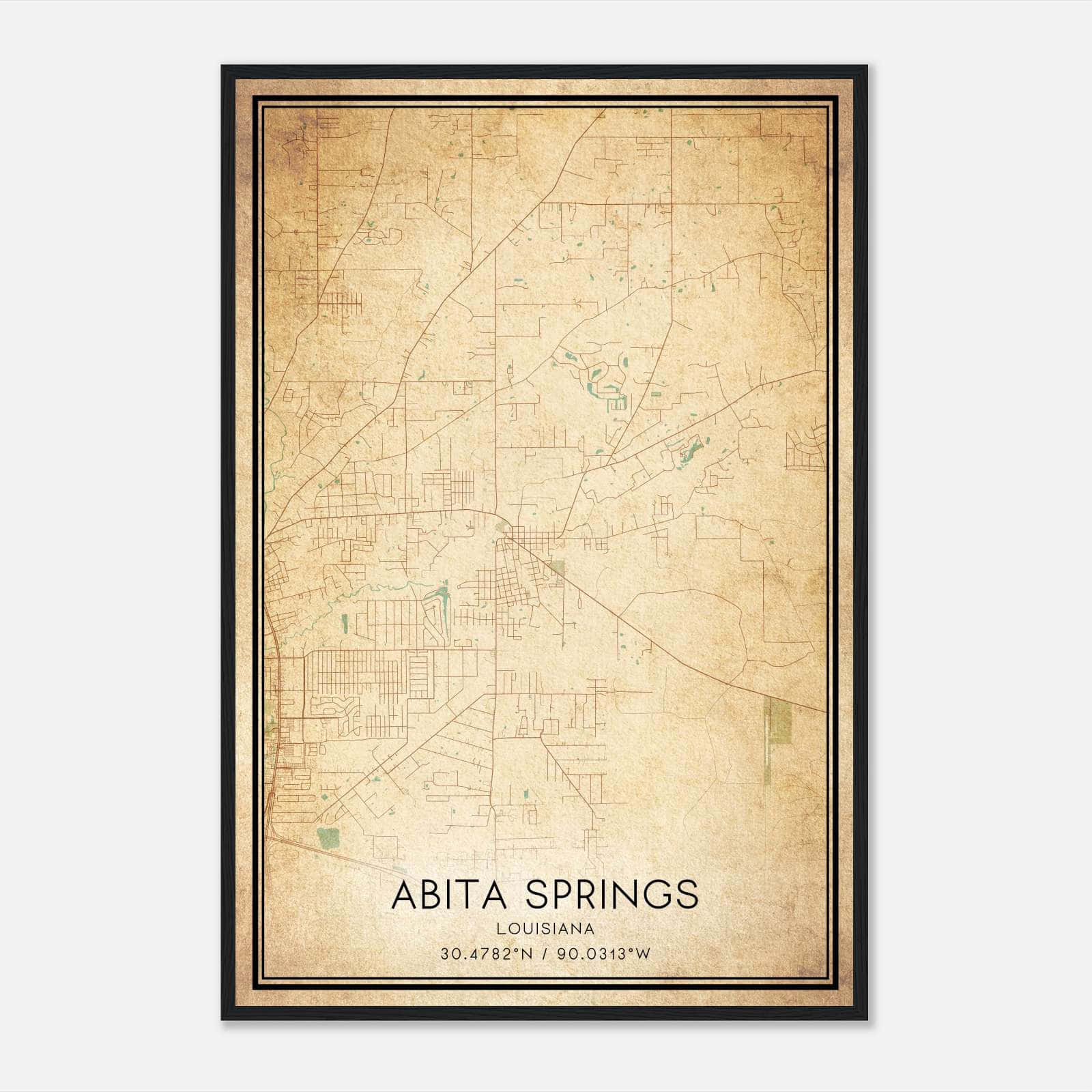 Vintage Abita Springs Louisiana Map Poster, Abita Springs LA City Road Wall Art Print Vintage Abita Springs Louisiana Map Poster, Abita Springs LA City Road Wall Art Print