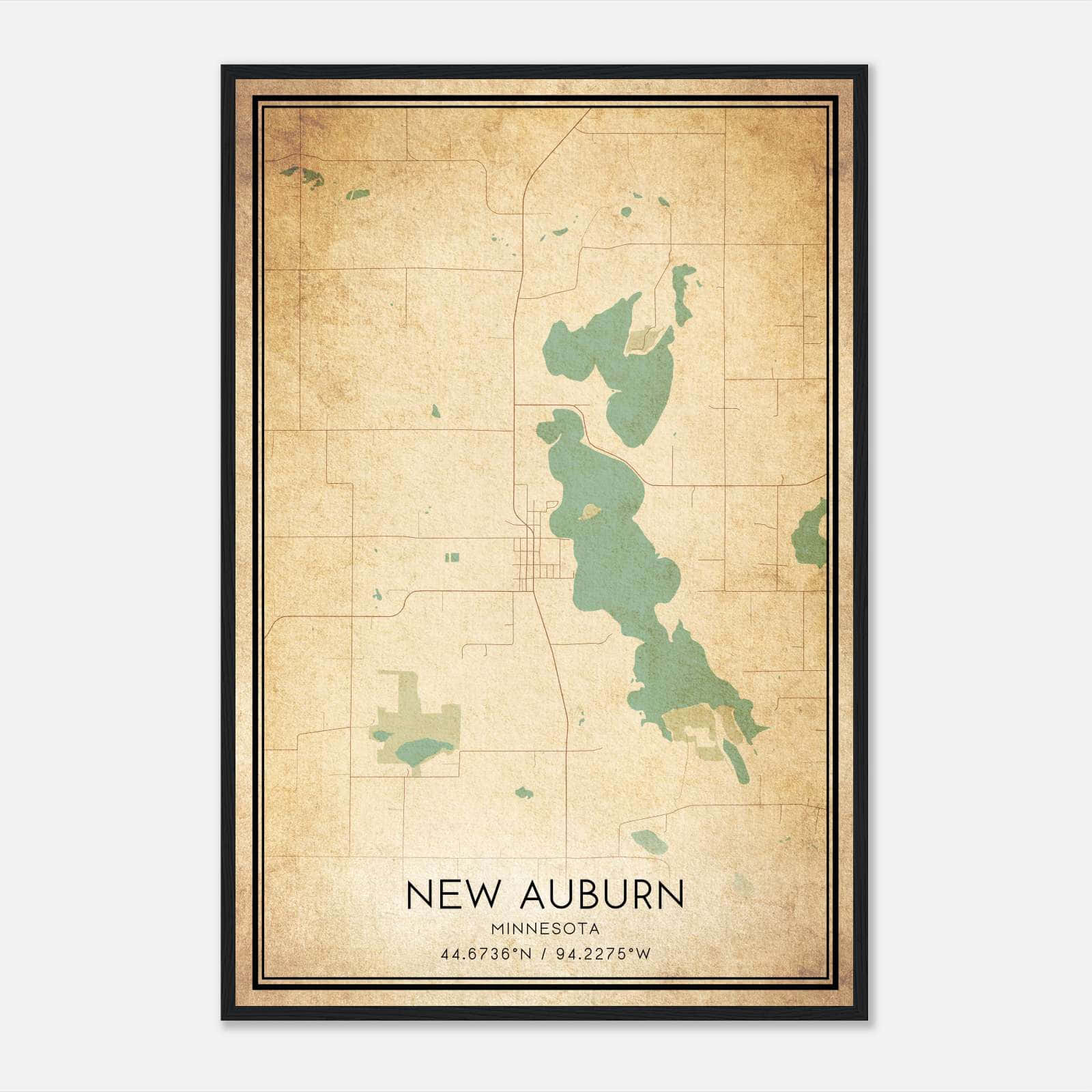 Vintage New Auburn Minnesota Map Poster, New Auburn MN City Road Wall Art Print Vintage New Auburn Minnesota Map Poster, New Auburn MN City Road Wall Art Print