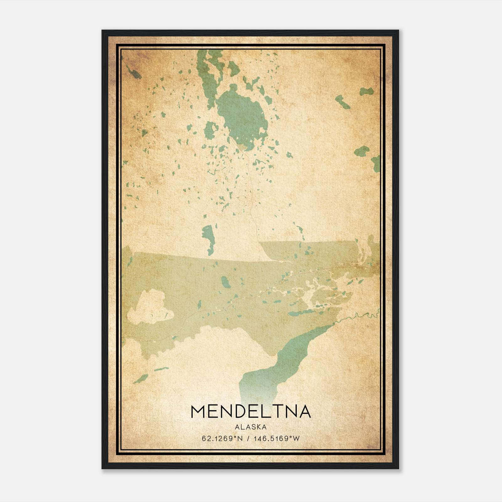 Vintage Mendeltna Alaska Map Poster, Mendeltna AK City Road Wall Art Print Vintage Mendeltna Alaska Map Poster, Mendeltna AK City Road Wall Art Print
