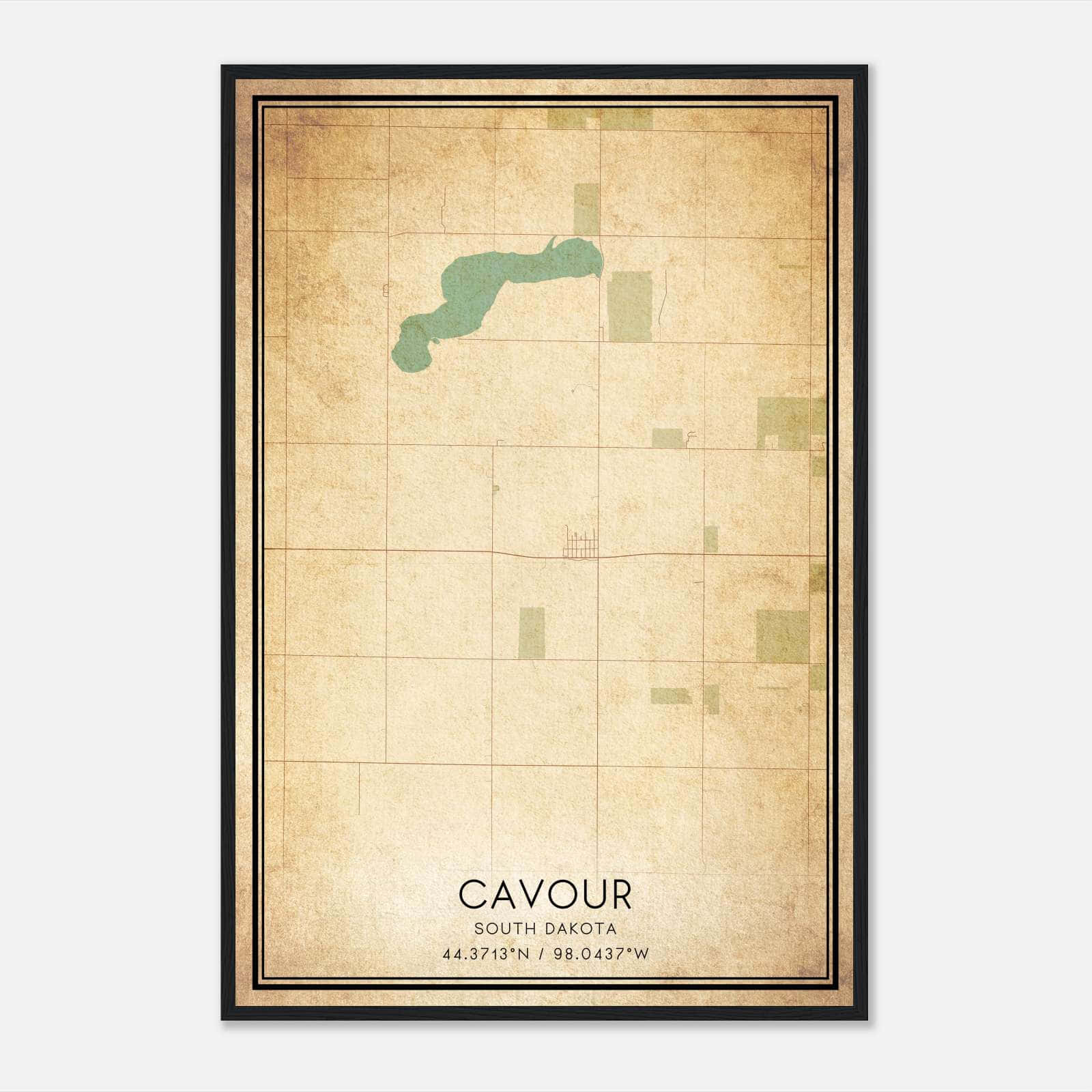 Vintage Cavour South Dakota Map Poster, Cavour SD City Road Wall Art Print Vintage Cavour South Dakota Map Poster, Cavour SD City Road Wall Art Print