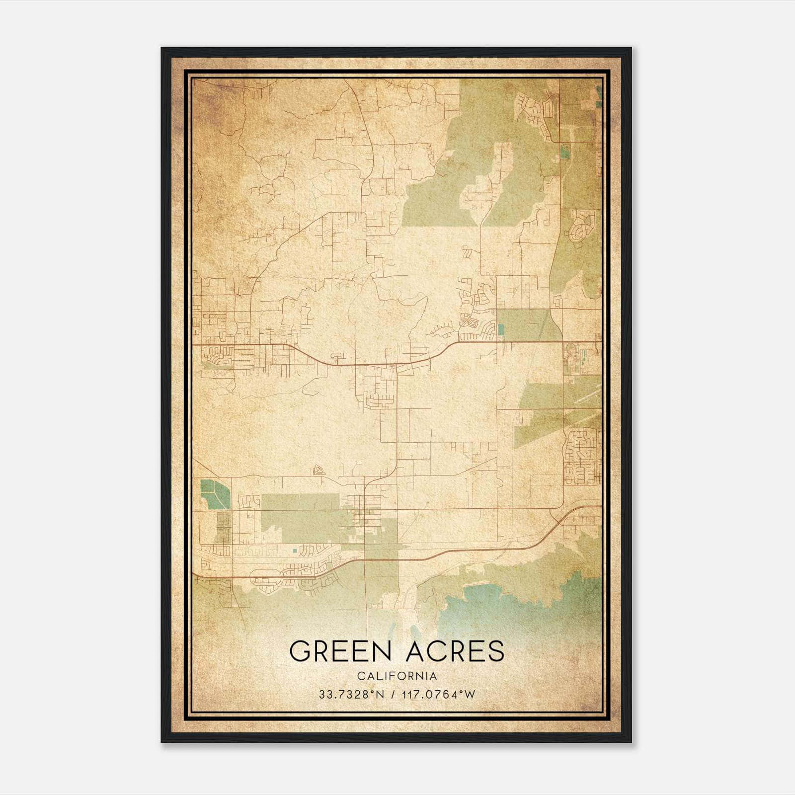 Vintage Green Acres California Map Poster, Green Acres CA City Road Wall Art Print Vintage Green Acres California Map Poster, Green Acres CA City Road Wall Art Print