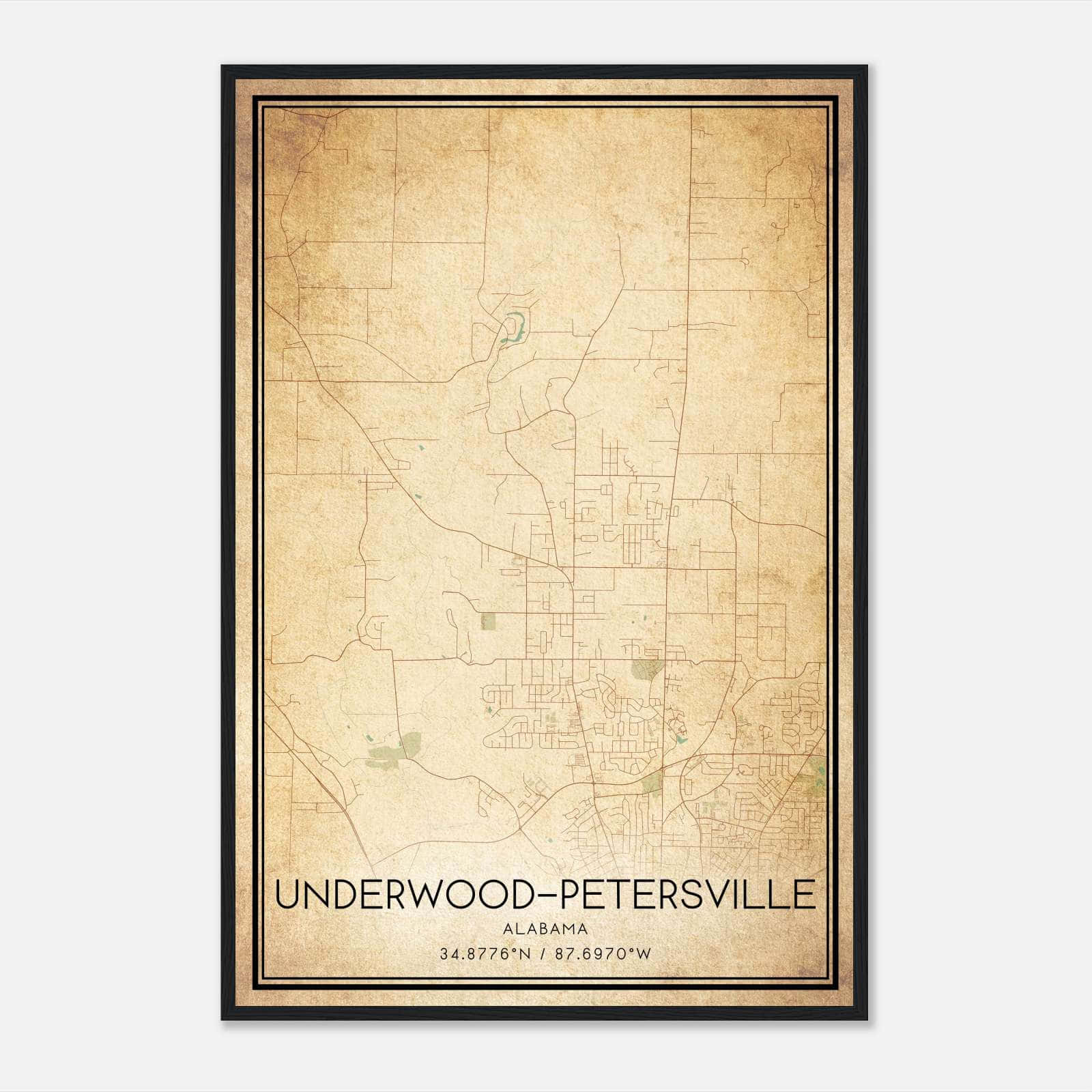 Vintage Underwood-Petersville Alabama Map Poster, Underwood-Petersville AL City Road Wall Art Print Vintage Underwood-Petersville Alabama Map Poster, Underwood-Petersville AL City Road Wall Art Print