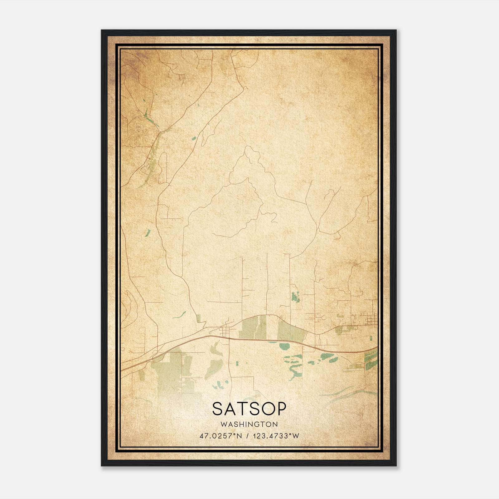 Vintage Satsop Washington Map Poster, Satsop WA City Road Wall Art Print Vintage Satsop Washington Map Poster, Satsop WA City Road Wall Art Print