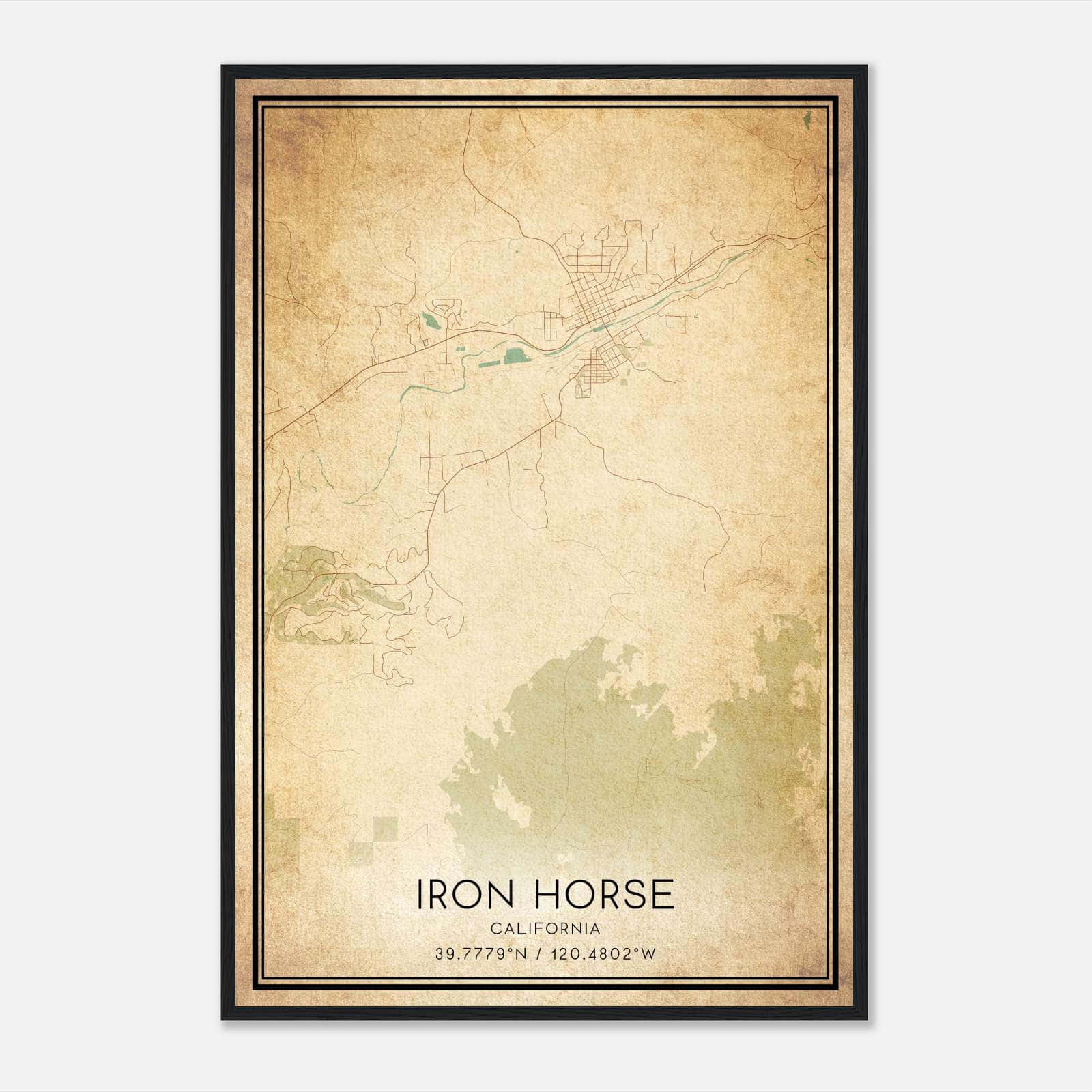 Vintage Iron Horse California Map Poster, Iron Horse CA City Road Wall Art Print Vintage Iron Horse California Map Poster, Iron Horse CA City Road Wall Art Print