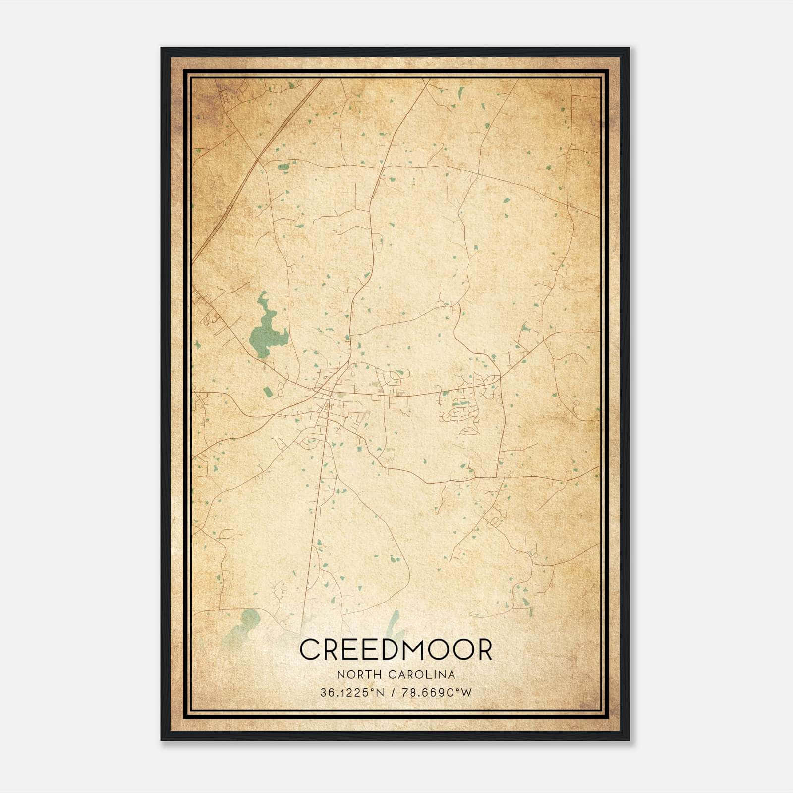 Vintage Creedmoor North Carolina Map Poster, Creedmoor NC City Road Wall Art Print Vintage Creedmoor North Carolina Map Poster, Creedmoor NC City Road Wall Art Print