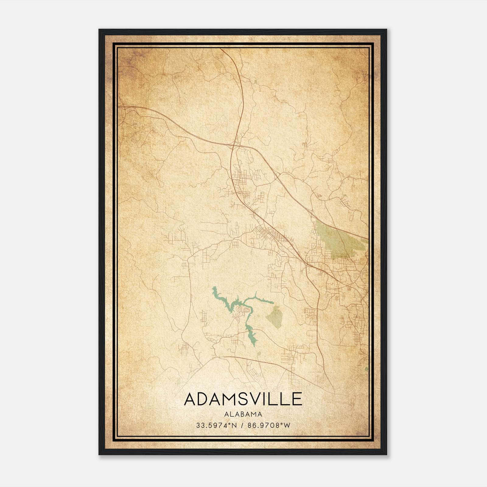 Vintage Adamsville Alabama Map Poster, Adamsville AL City Road Wall Art Print Vintage Adamsville Alabama Map Poster, Adamsville AL City Road Wall Art Print