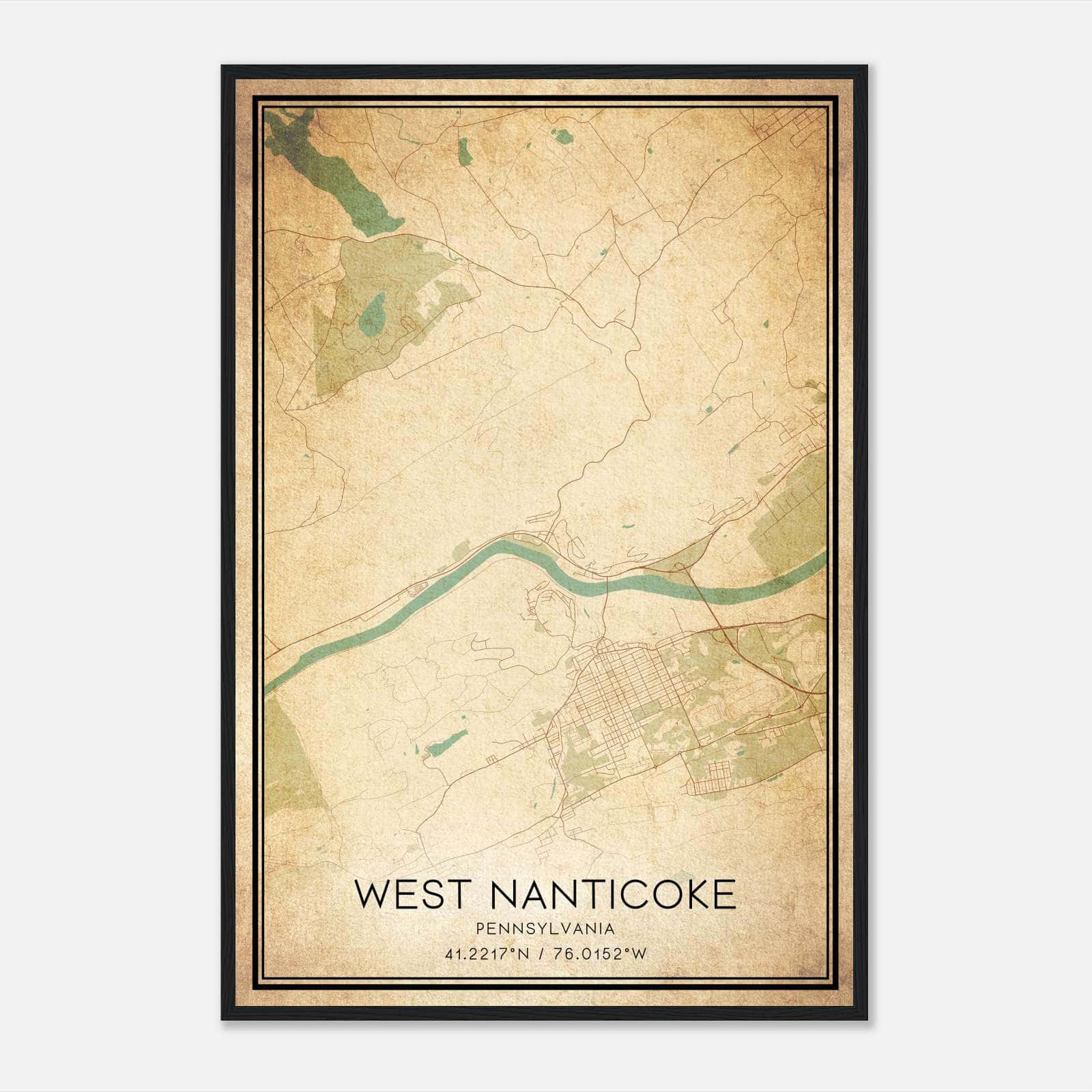 Vintage West Nanticoke Pennsylvania Map Poster, West Nanticoke PA City Road Wall Art Print Vintage West Nanticoke Pennsylvania Map Poster, West Nanticoke PA City Road Wall Art Print