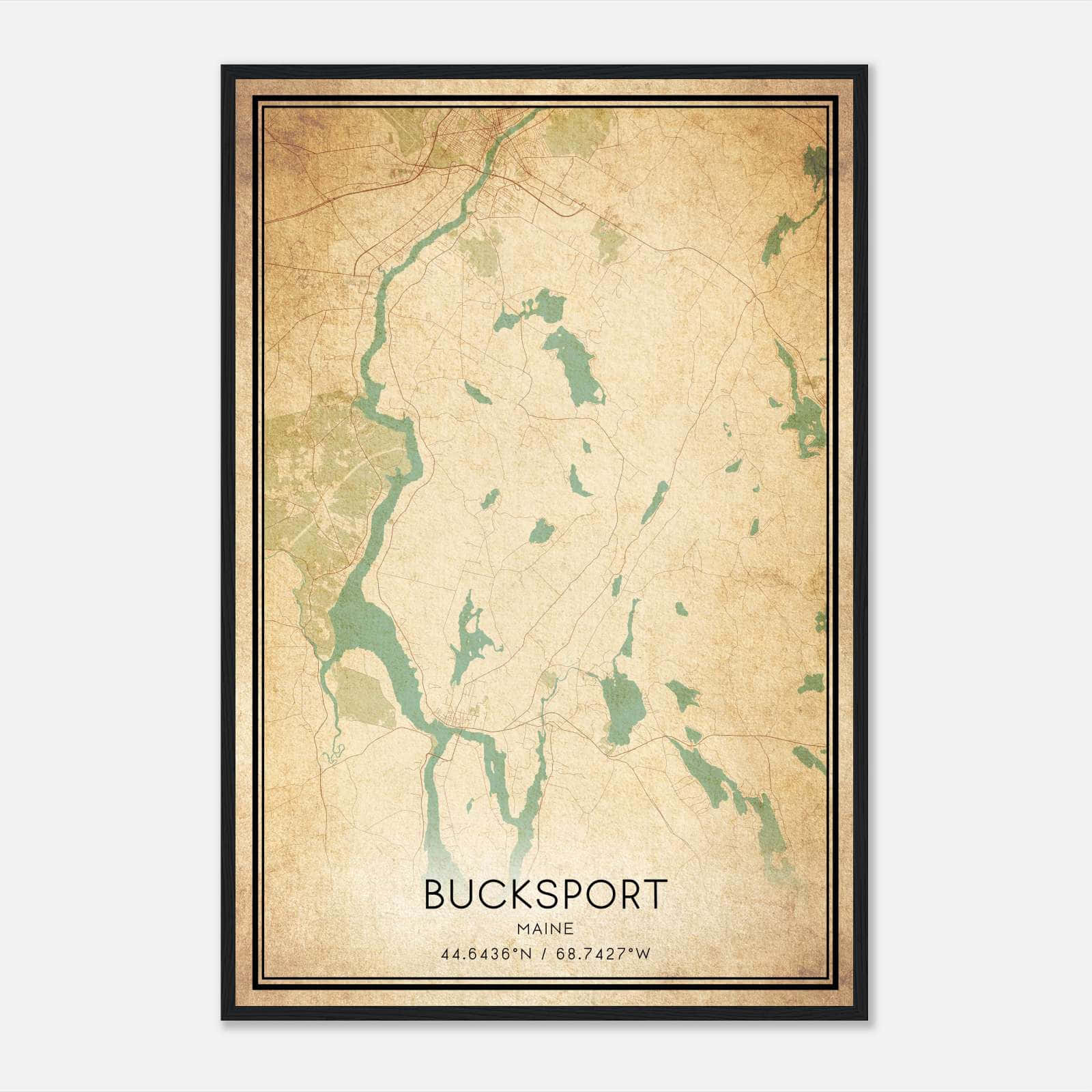 Vintage Bucksport Maine Map Poster, Bucksport ME City Road Wall Art Print Vintage Bucksport Maine Map Poster, Bucksport ME City Road Wall Art Print