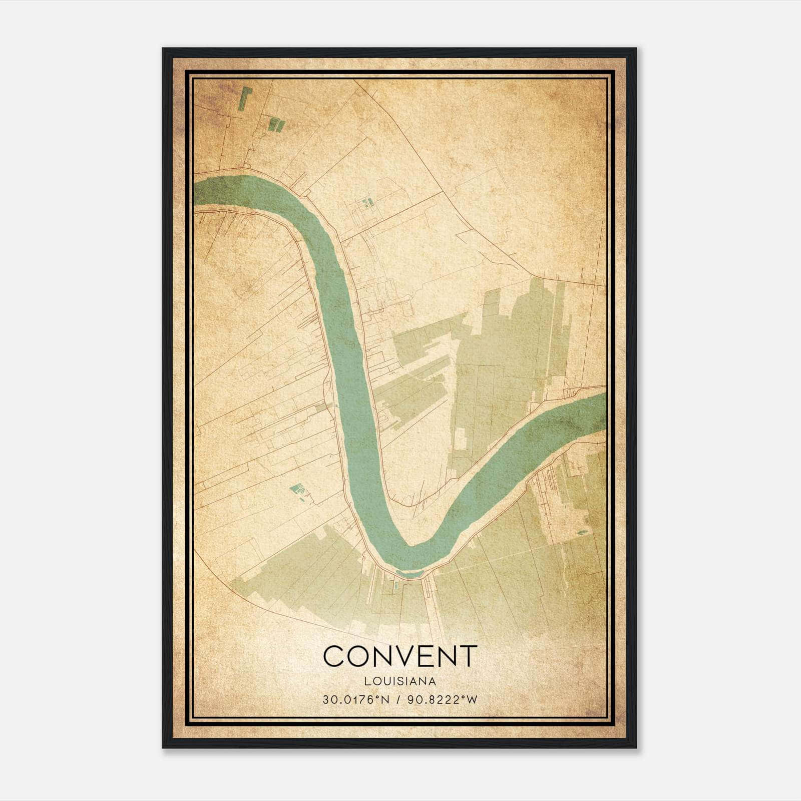 Vintage Convent Louisiana Map Poster, Convent LA City Road Wall Art Print Vintage Convent Louisiana Map Poster, Convent LA City Road Wall Art Print