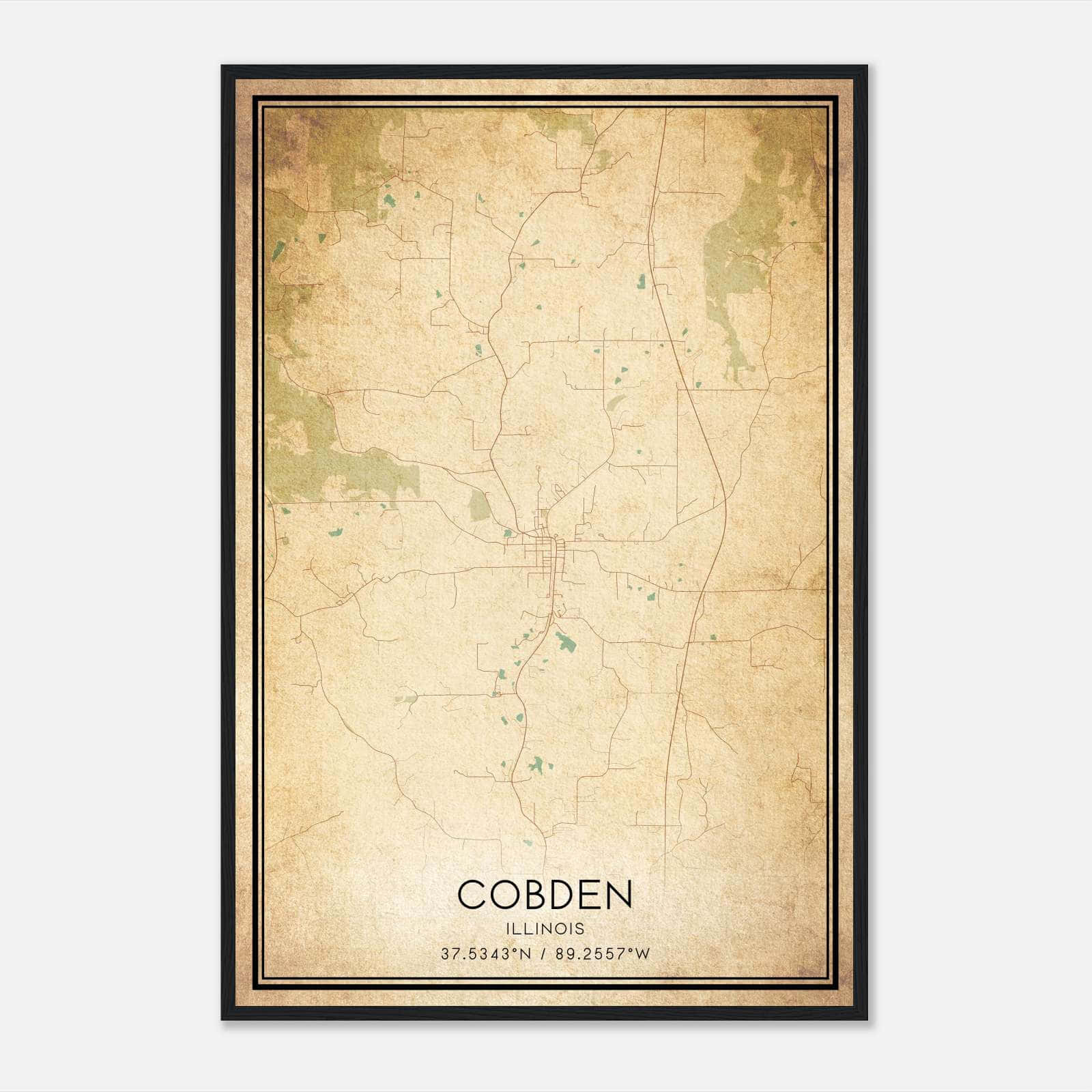 Vintage Cobden Illinois Map Poster, Cobden IL City Road Wall Art Print Vintage Cobden Illinois Map Poster, Cobden IL City Road Wall Art Print