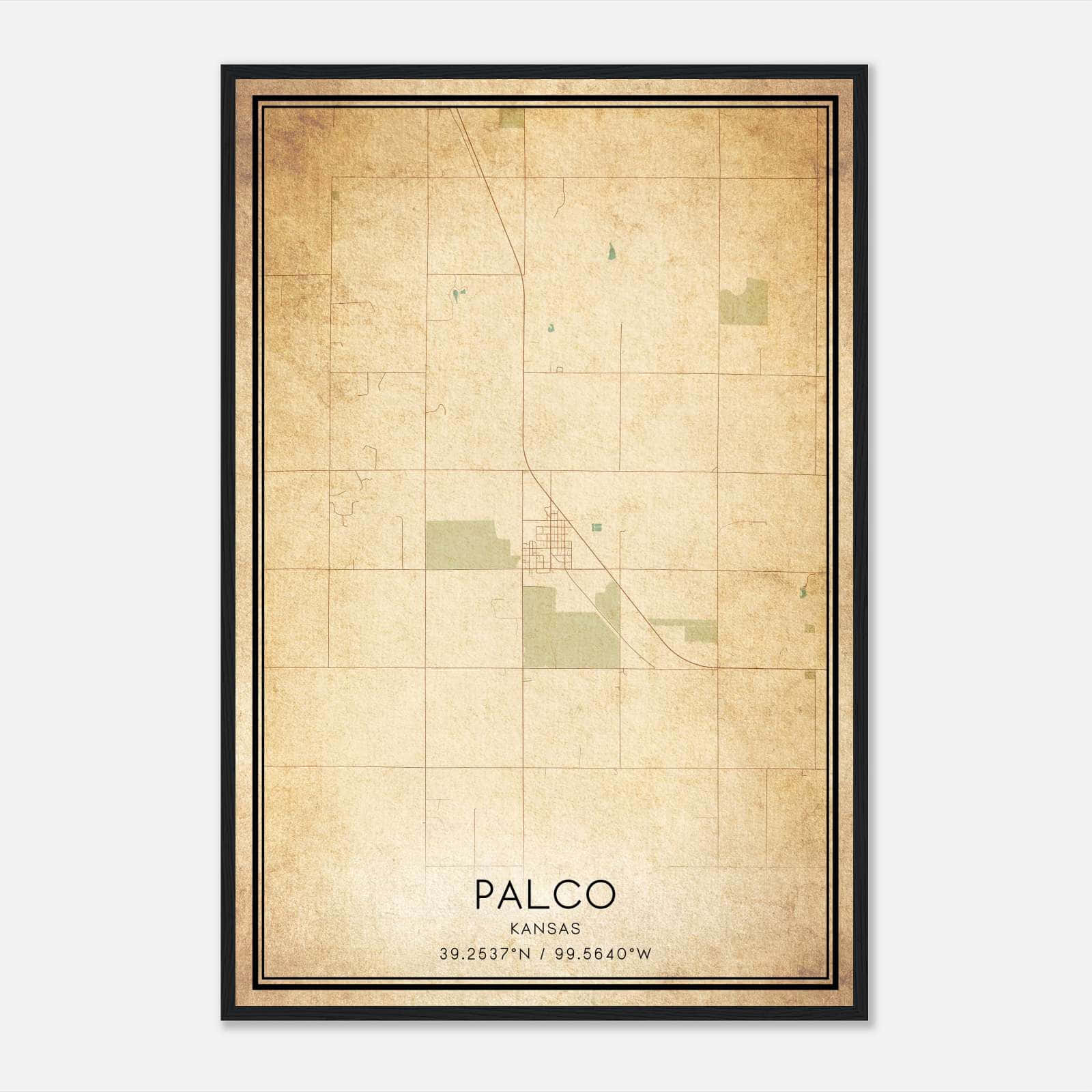 Vintage Palco Kansas Map Poster, Palco KS City Road Wall Art Print Vintage Palco Kansas Map Poster, Palco KS City Road Wall Art Print