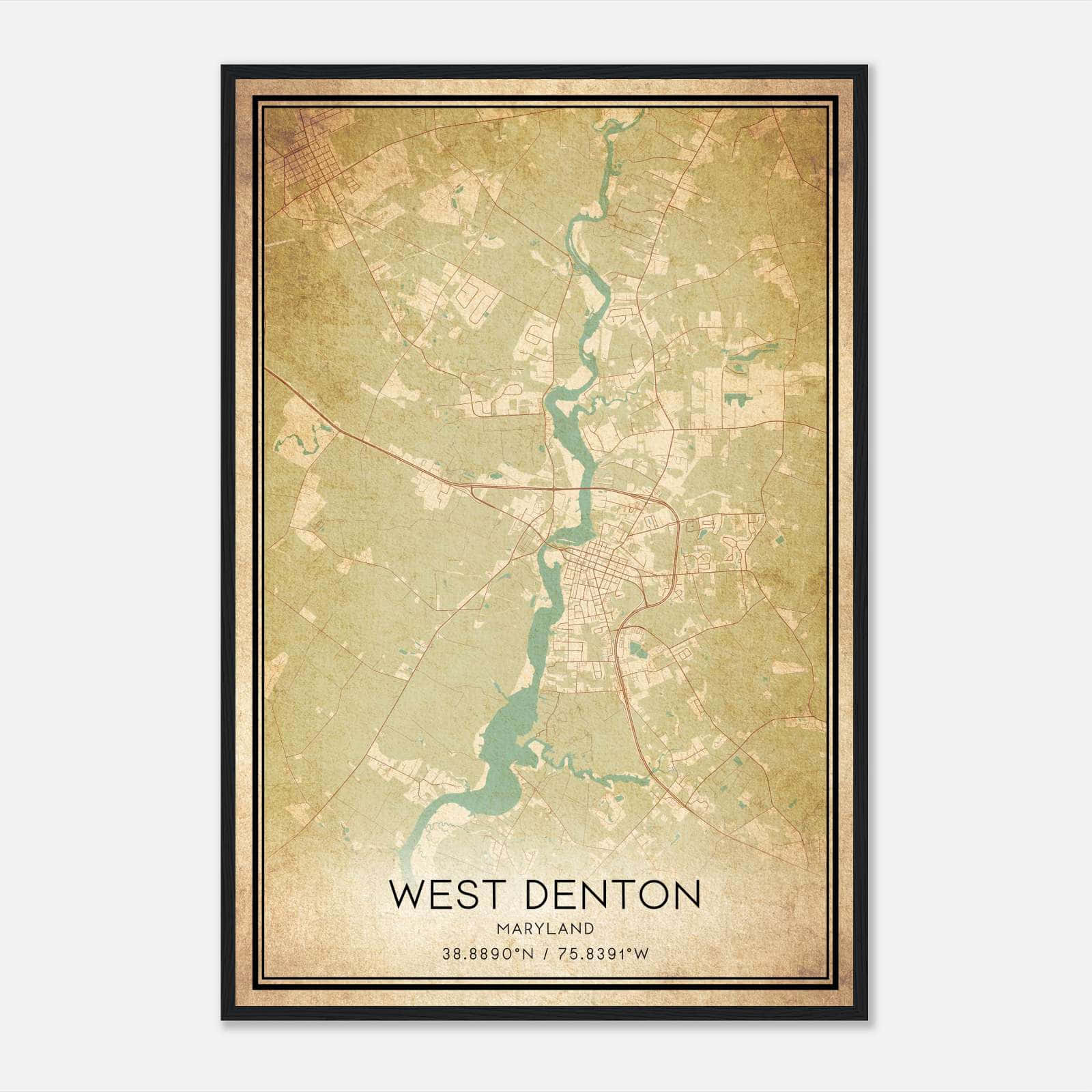 Vintage West Denton Maryland Map Poster, West Denton MD City Road Wall Art Print Vintage West Denton Maryland Map Poster, West Denton MD City Road Wall Art Print