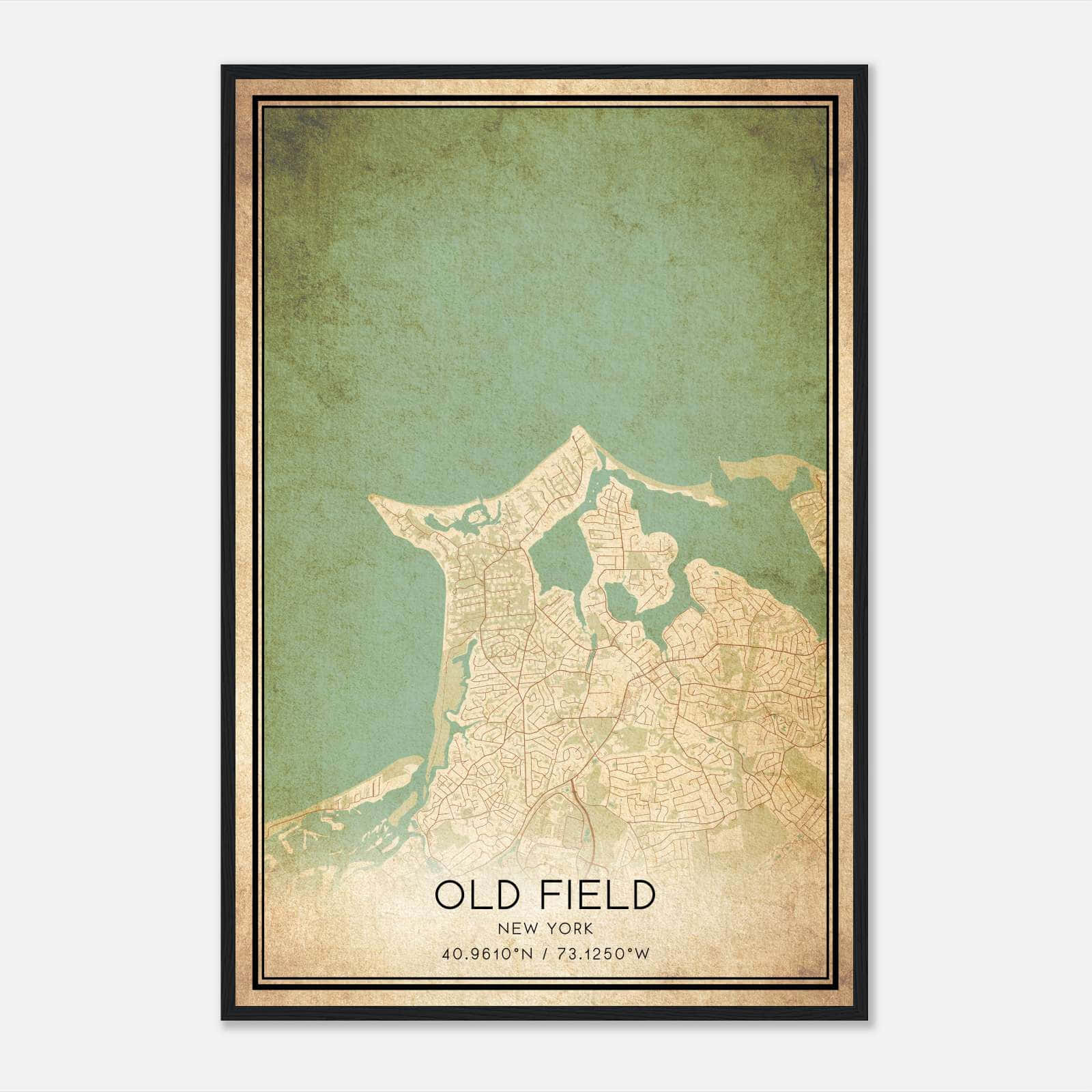 Vintage Old Field New York Map Poster, Old Field NY City Road Wall Art Print Vintage Old Field New York Map Poster, Old Field NY City Road Wall Art Print