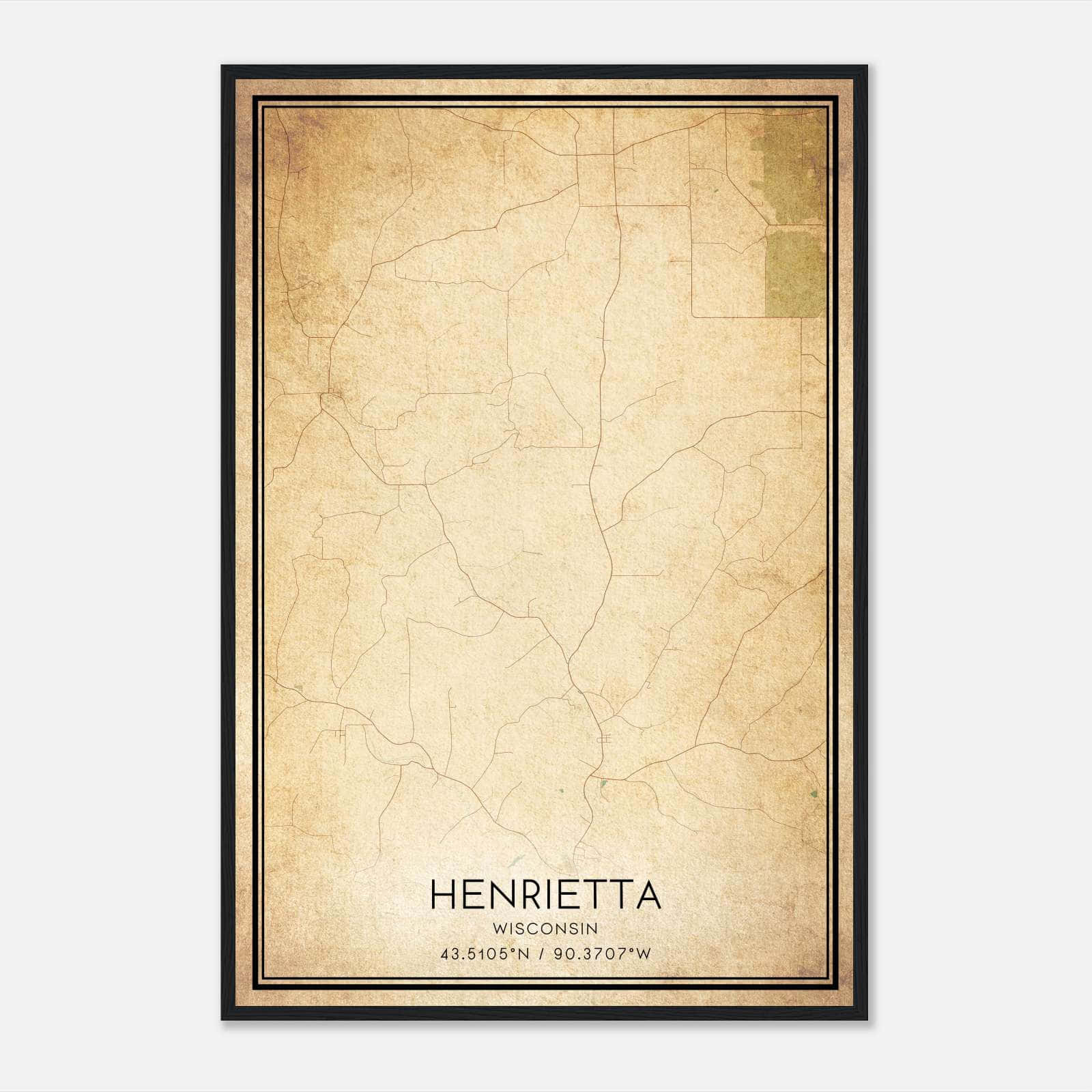 Vintage Henrietta Wisconsin Map Poster, Henrietta WI City Road Wall Art Print Vintage Henrietta Wisconsin Map Poster, Henrietta WI City Road Wall Art Print