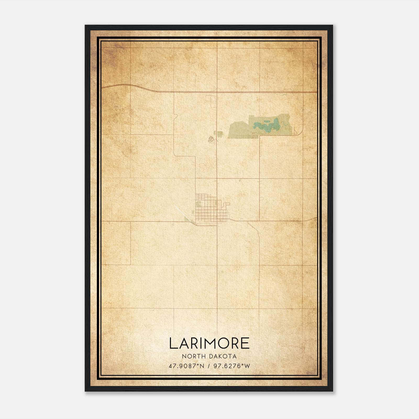 Vintage Larimore North Dakota Map Poster, Larimore ND City Road Wall Art Print Vintage Larimore North Dakota Map Poster, Larimore ND City Road Wall Art Print