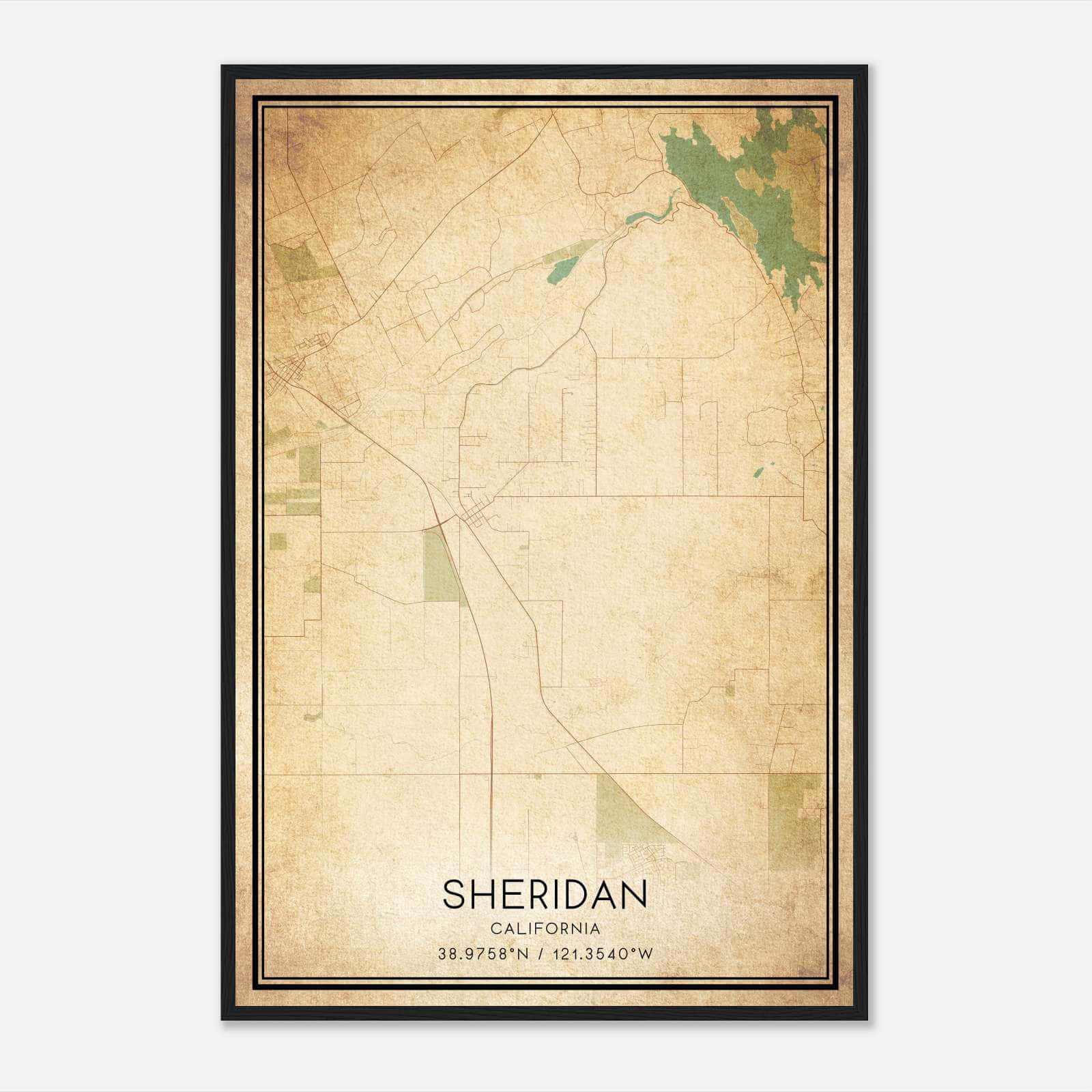 Vintage Sheridan California Map Poster, Sheridan CA City Road Wall Art Print Vintage Sheridan California Map Poster, Sheridan CA City Road Wall Art Print