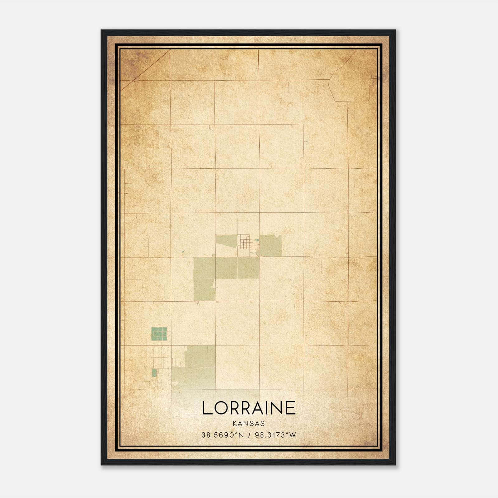 Vintage Lorraine Kansas Map Poster, Lorraine KS City Road Wall Art Print Vintage Lorraine Kansas Map Poster, Lorraine KS City Road Wall Art Print