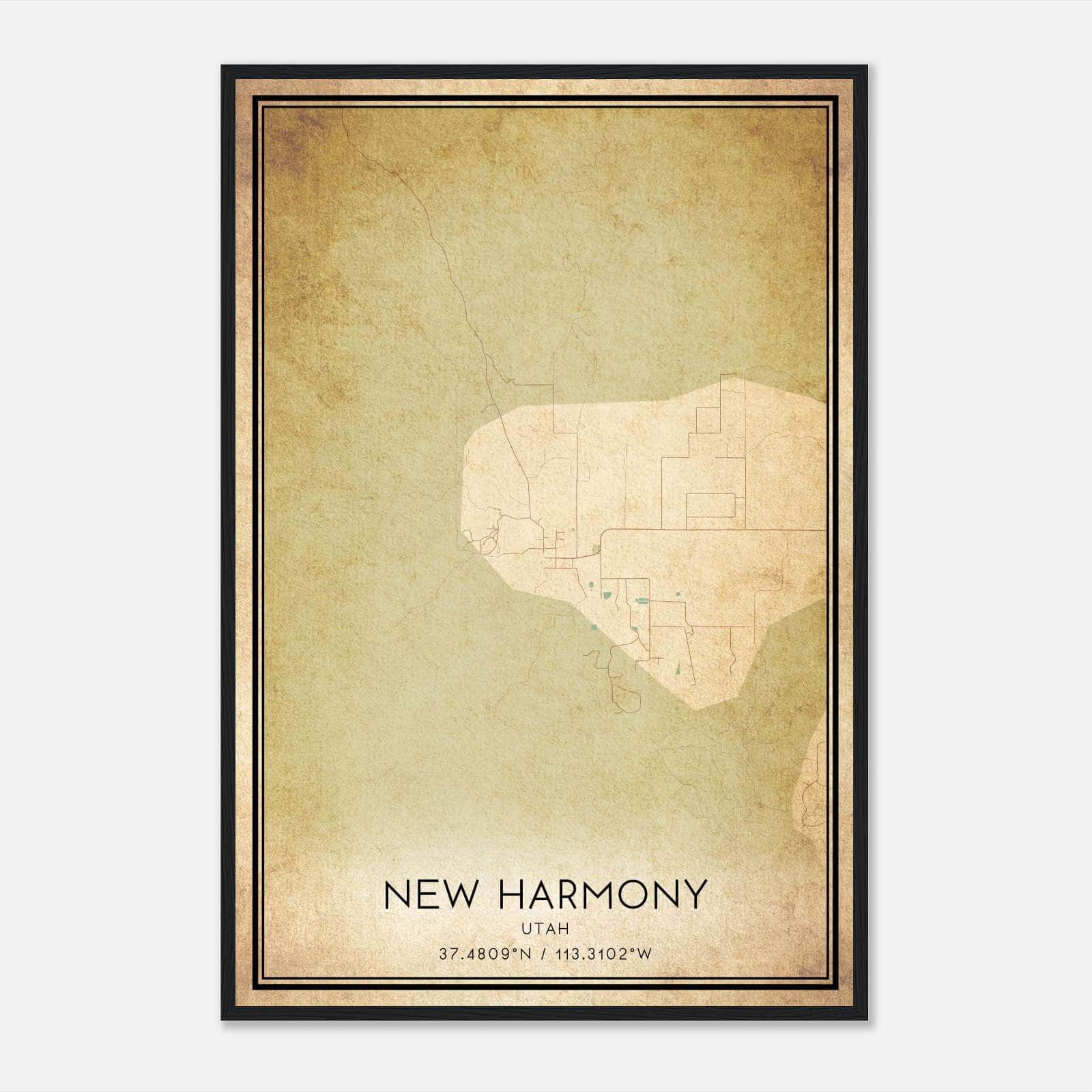 Vintage New Harmony Utah Map Poster, New Harmony UT City Road Wall Art Print Vintage New Harmony Utah Map Poster, New Harmony UT City Road Wall Art Print