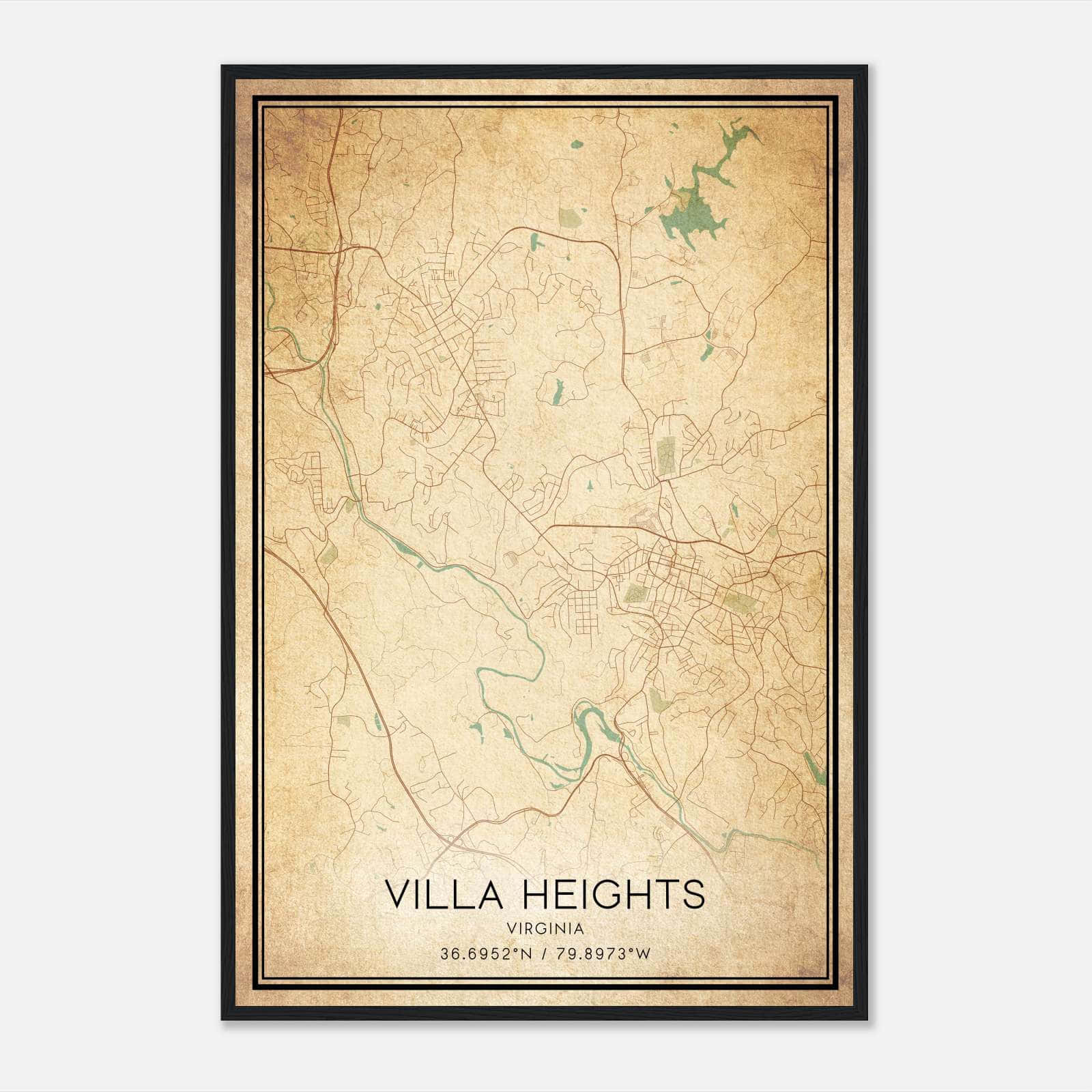 Vintage Villa Heights Virginia Map Poster, Villa Heights VA City Road Wall Art Print Vintage Villa Heights Virginia Map Poster, Villa Heights VA City Road Wall Art Print