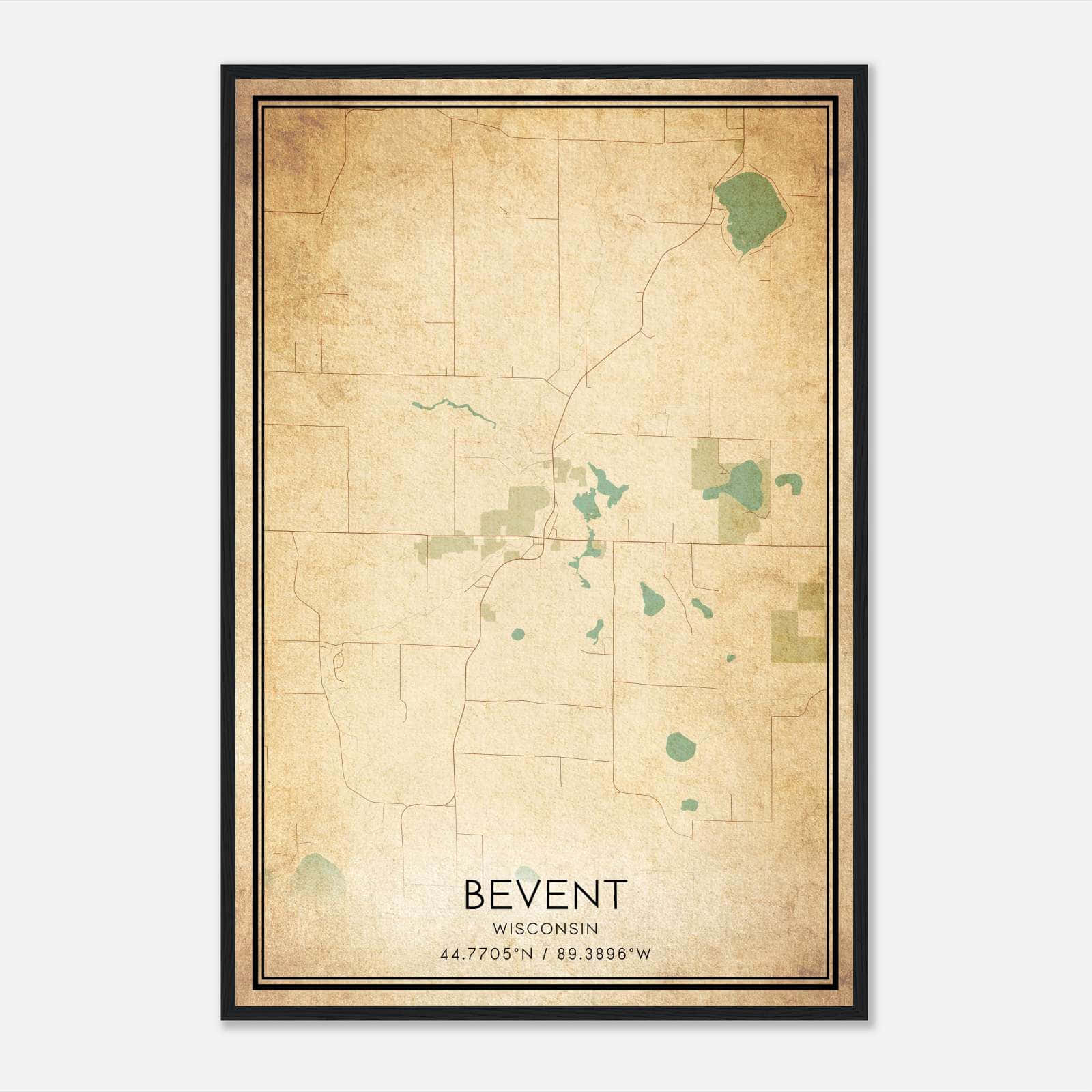 Vintage Bevent Wisconsin Map Poster, Bevent WI City Road Wall Art Print Vintage Bevent Wisconsin Map Poster, Bevent WI City Road Wall Art Print