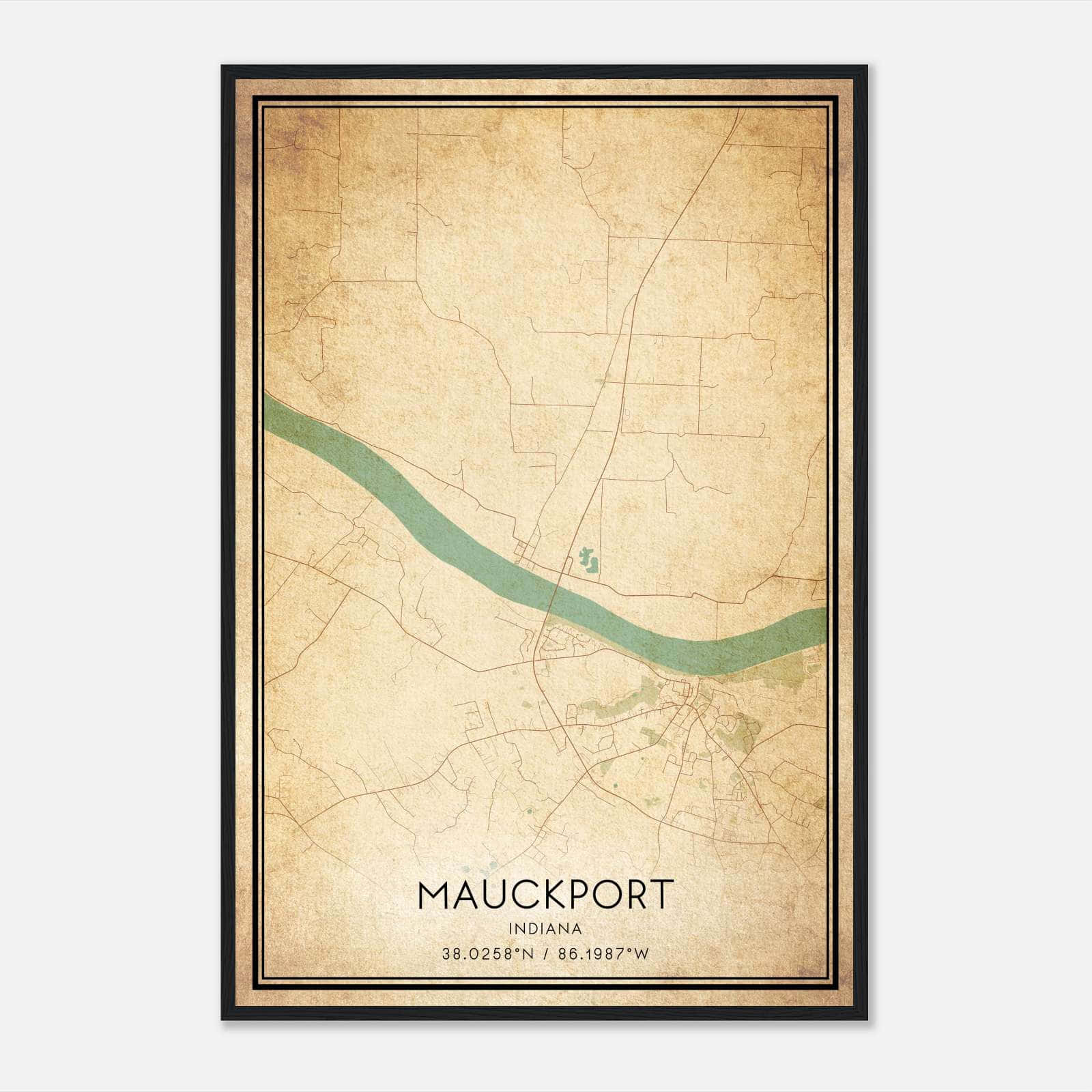 Vintage Mauckport Indiana Map Poster, Mauckport IN City Road Wall Art Print Vintage Mauckport Indiana Map Poster, Mauckport IN City Road Wall Art Print