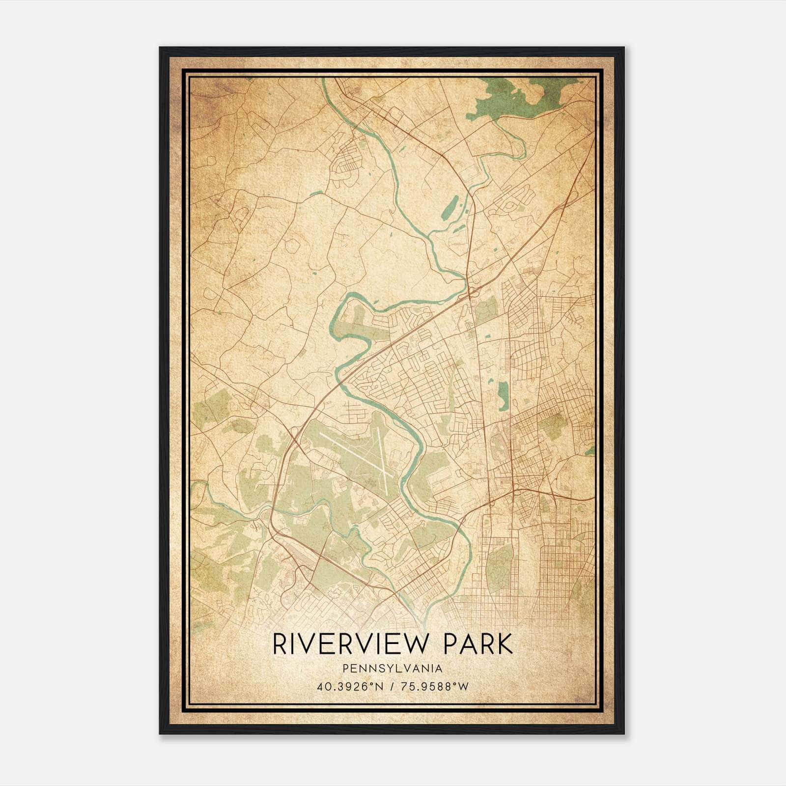 Vintage Riverview Park Pennsylvania Map Poster, Riverview Park PA City Road Wall Art Print Vintage Riverview Park Pennsylvania Map Poster, Riverview Park PA City Road Wall Art Print