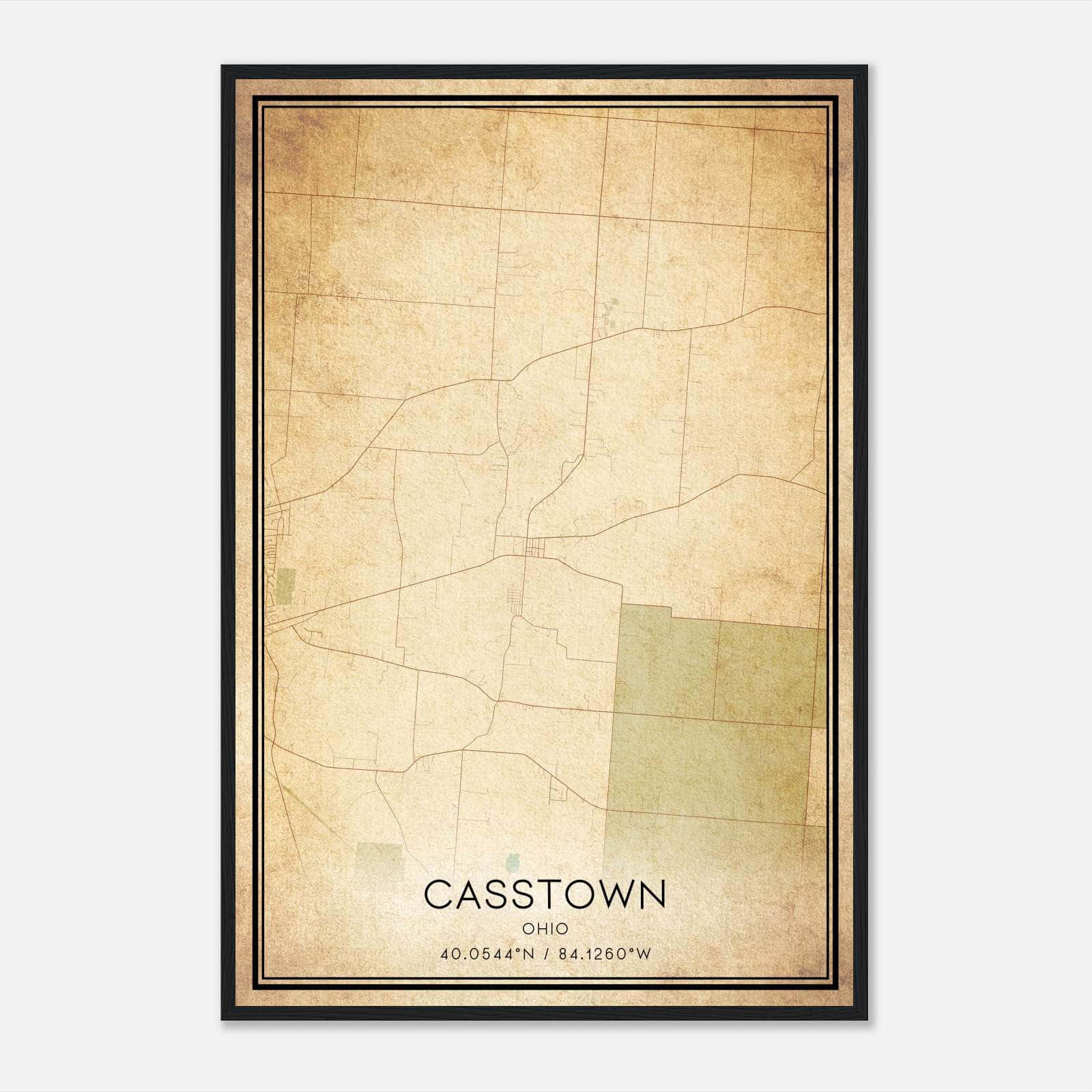 Vintage Casstown Ohio Map Poster, Casstown OH City Road Wall Art Print Vintage Casstown Ohio Map Poster, Casstown OH City Road Wall Art Print