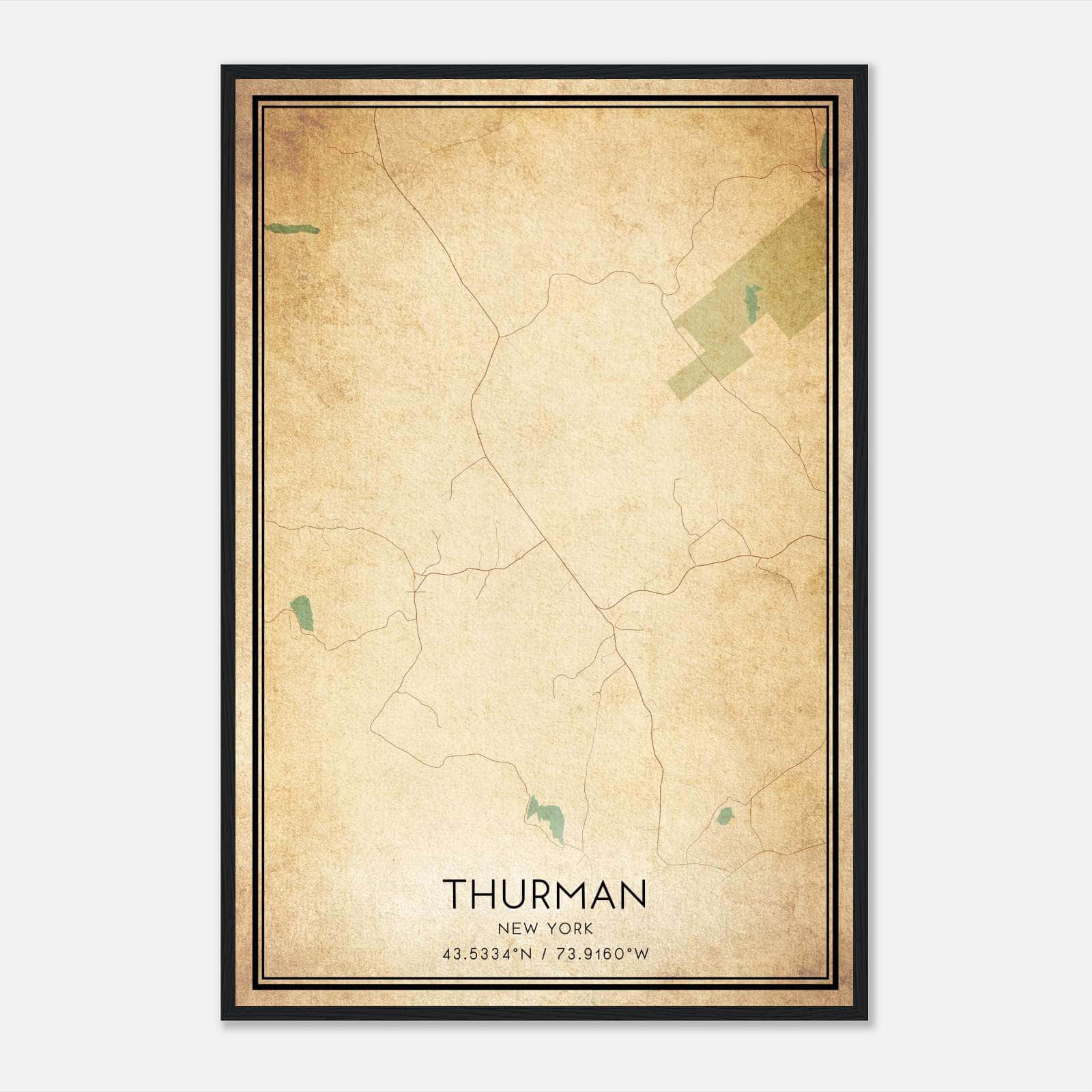 Vintage Thurman New York Map Poster, Thurman NY City Road Wall Art Print Vintage Thurman New York Map Poster, Thurman NY City Road Wall Art Print