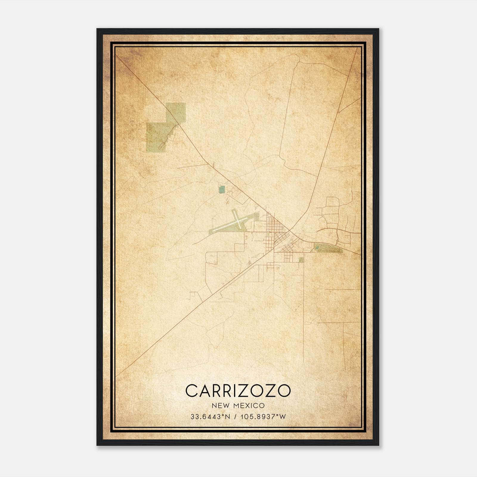 Vintage Carrizozo New Mexico Map Poster, Carrizozo NM City Road Wall Art Print Vintage Carrizozo New Mexico Map Poster, Carrizozo NM City Road Wall Art Print