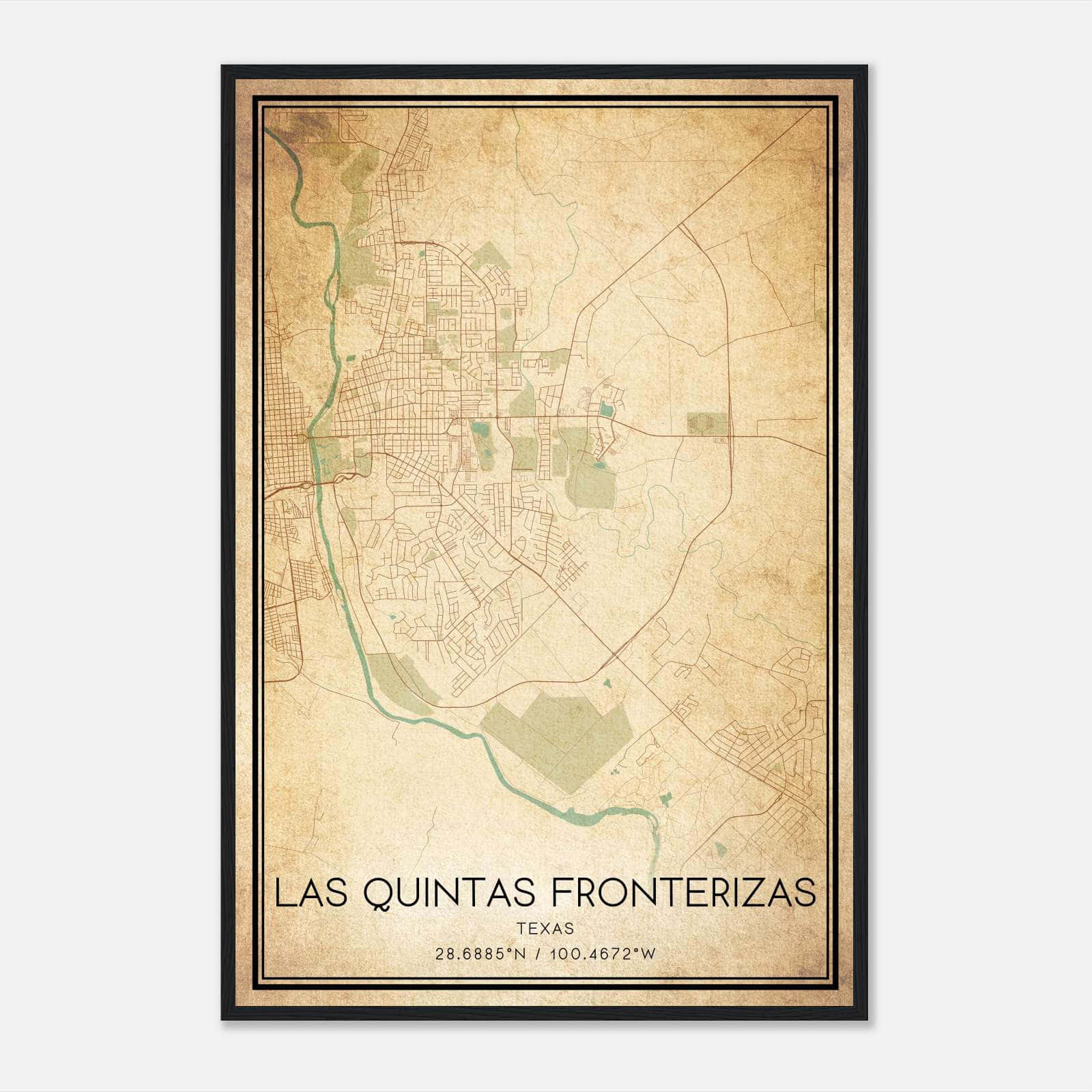 Vintage Las Quintas Fronterizas Texas Map Poster, Las Quintas Fronterizas TX City Road Wall Art Print Vintage Las Quintas Fronterizas Texas Map Poster, Las Quintas Fronterizas TX City Road Wall Art Print
