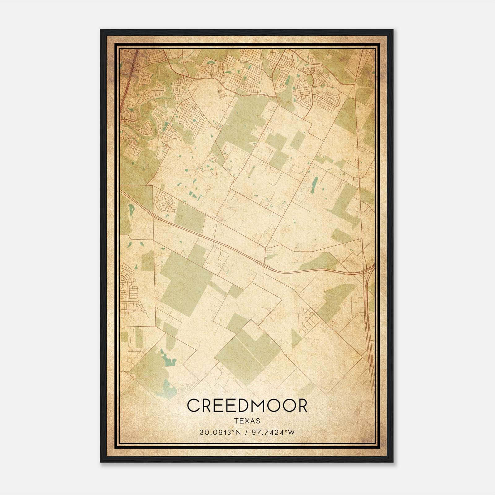 Vintage Creedmoor Texas Map Poster, Creedmoor TX City Road Wall Art Print Vintage Creedmoor Texas Map Poster, Creedmoor TX City Road Wall Art Print