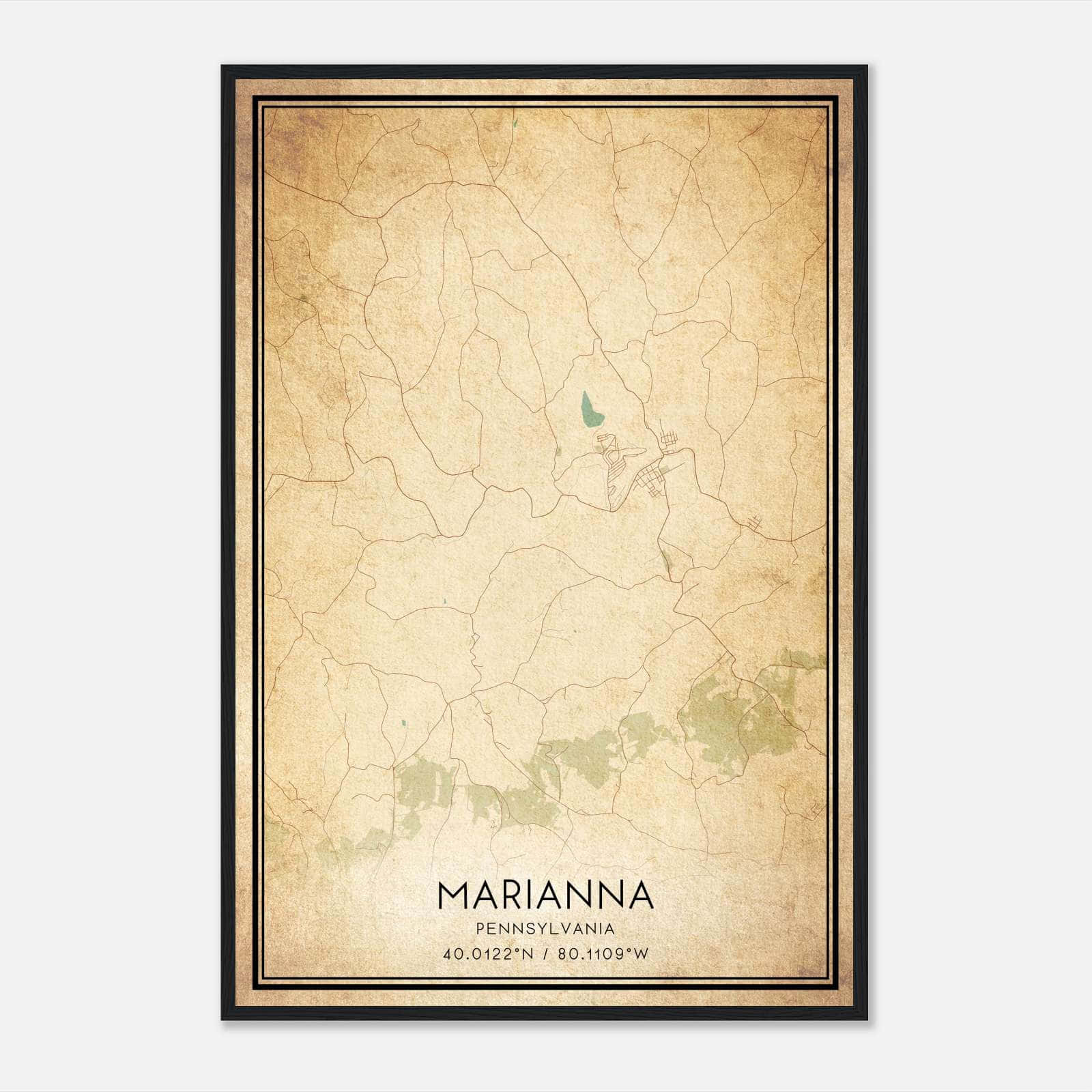 Vintage Marianna Pennsylvania Map Poster, Marianna PA City Road Wall Art Print Vintage Marianna Pennsylvania Map Poster, Marianna PA City Road Wall Art Print