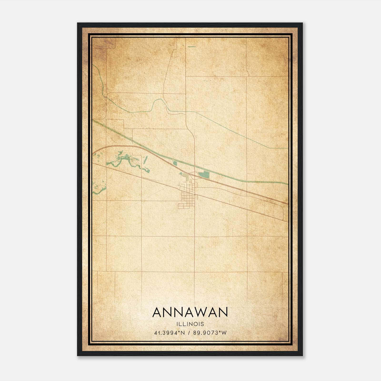 Vintage Annawan Illinois Map Poster, Annawan IL City Road Wall Art Print Vintage Annawan Illinois Map Poster, Annawan IL City Road Wall Art Print