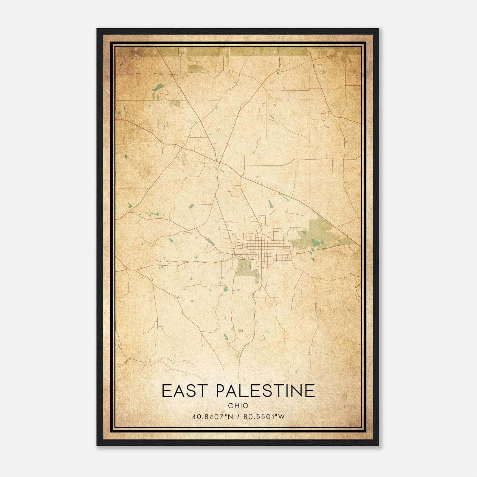 Vintage East Palestine Ohio Map Poster, East Palestine OH City Road Wall Art Print Vintage East Palestine Ohio Map Poster, East Palestine OH City Road Wall Art Print