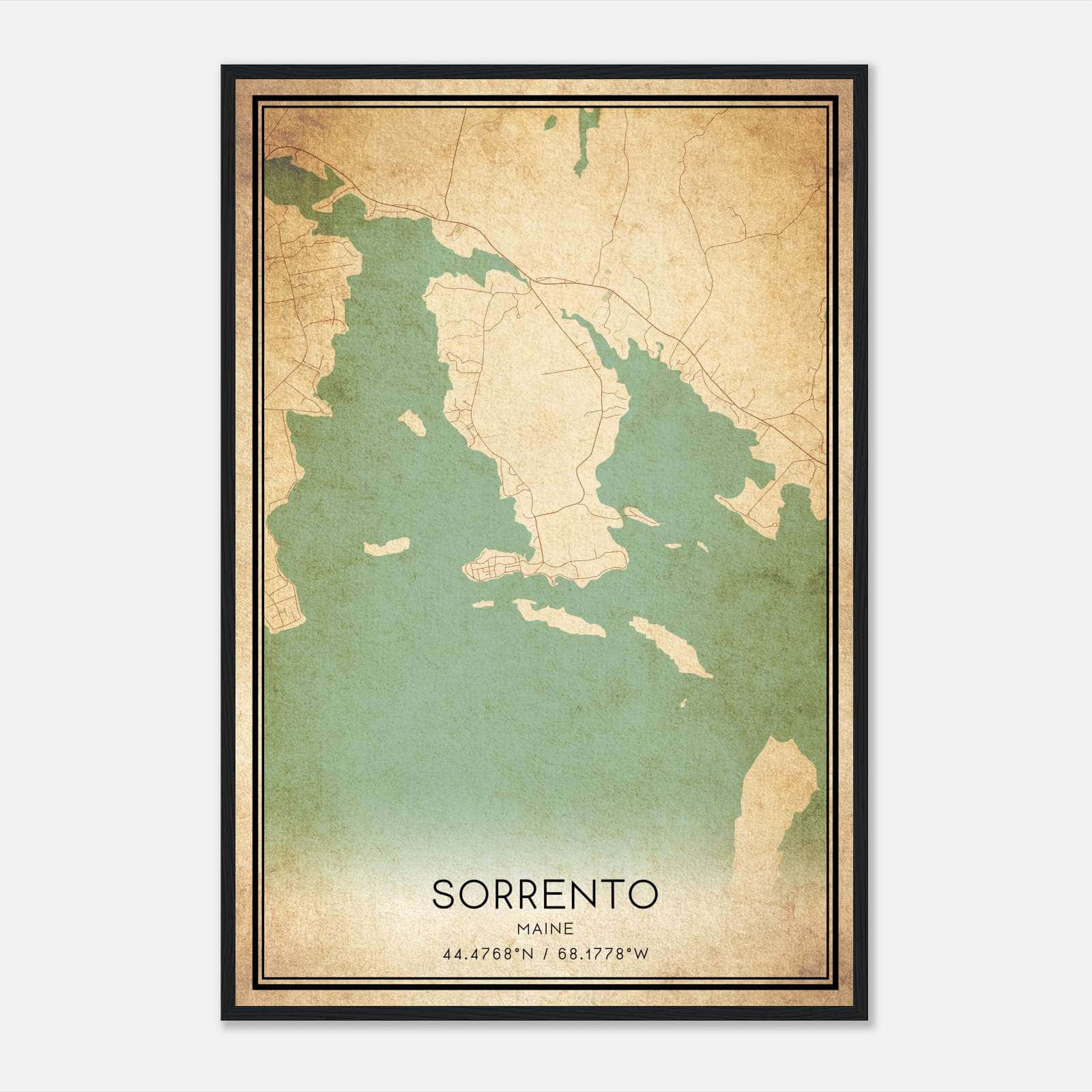 Vintage Sorrento Maine Map Poster, Sorrento ME City Road Wall Art Print Vintage Sorrento Maine Map Poster, Sorrento ME City Road Wall Art Print