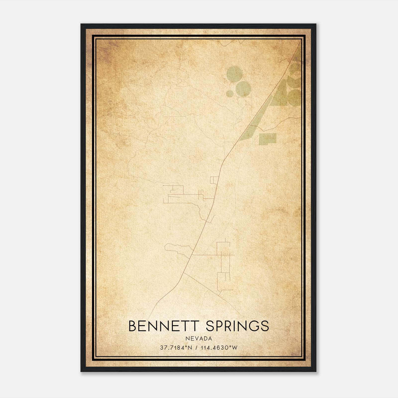 Vintage Bennett Springs Nevada Map Poster, Bennett Springs NV City Road Wall Art Print Vintage Bennett Springs Nevada Map Poster, Bennett Springs NV City Road Wall Art Print