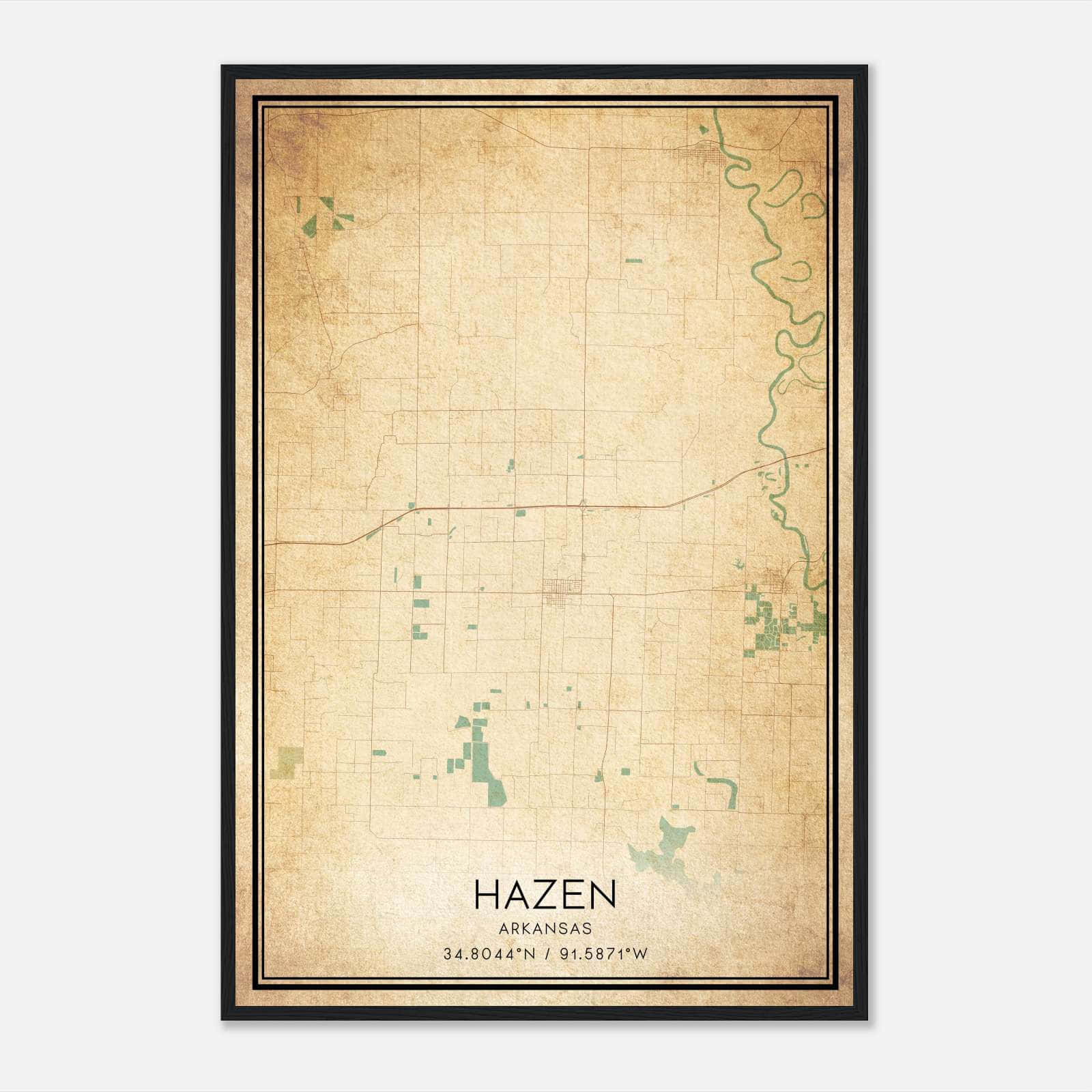 Vintage Hazen Arkansas Map Poster, Hazen AR City Road Wall Art Print Vintage Hazen Arkansas Map Poster, Hazen AR City Road Wall Art Print