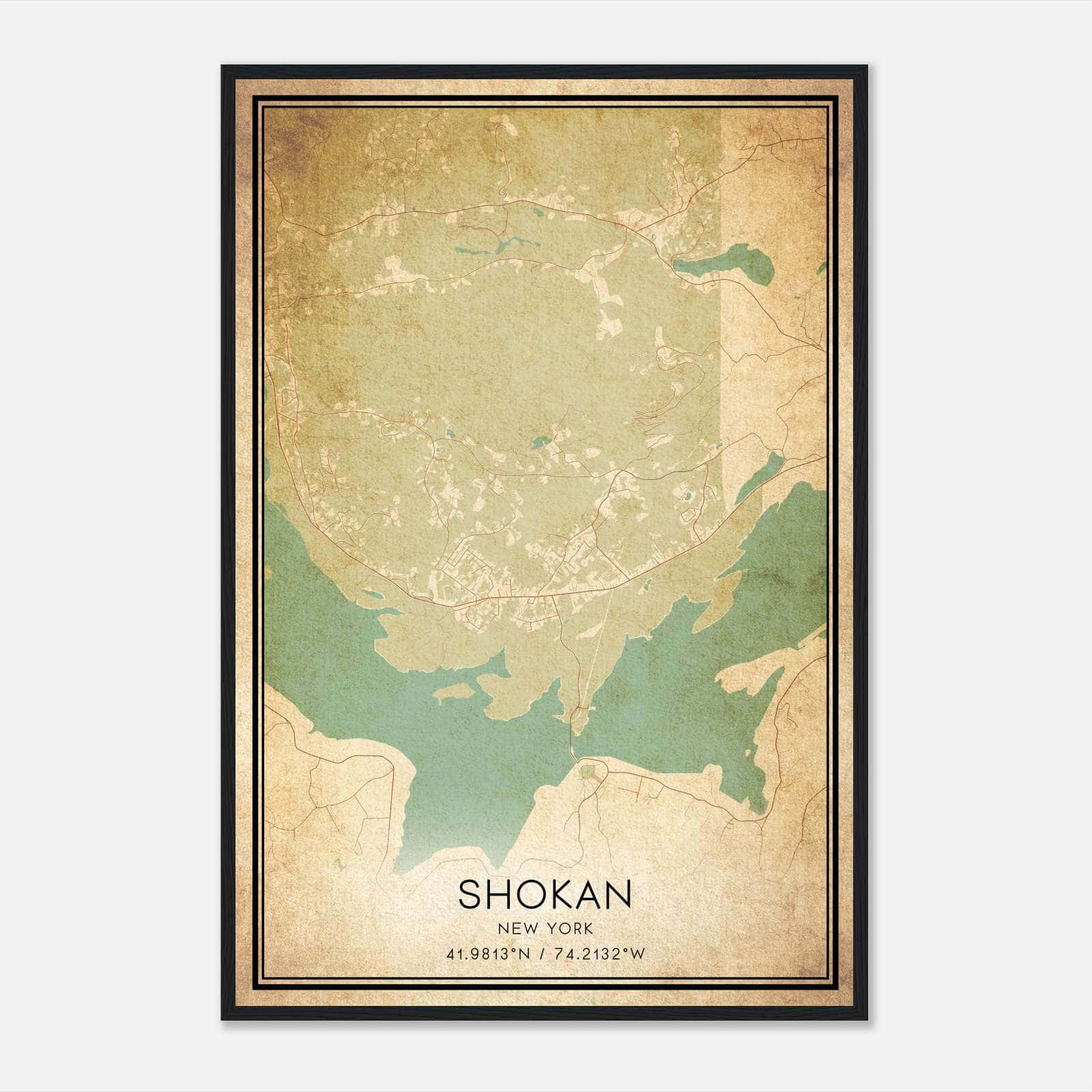 Vintage Shokan New York Map Poster, Shokan NY City Road Wall Art Print Vintage Shokan New York Map Poster, Shokan NY City Road Wall Art Print