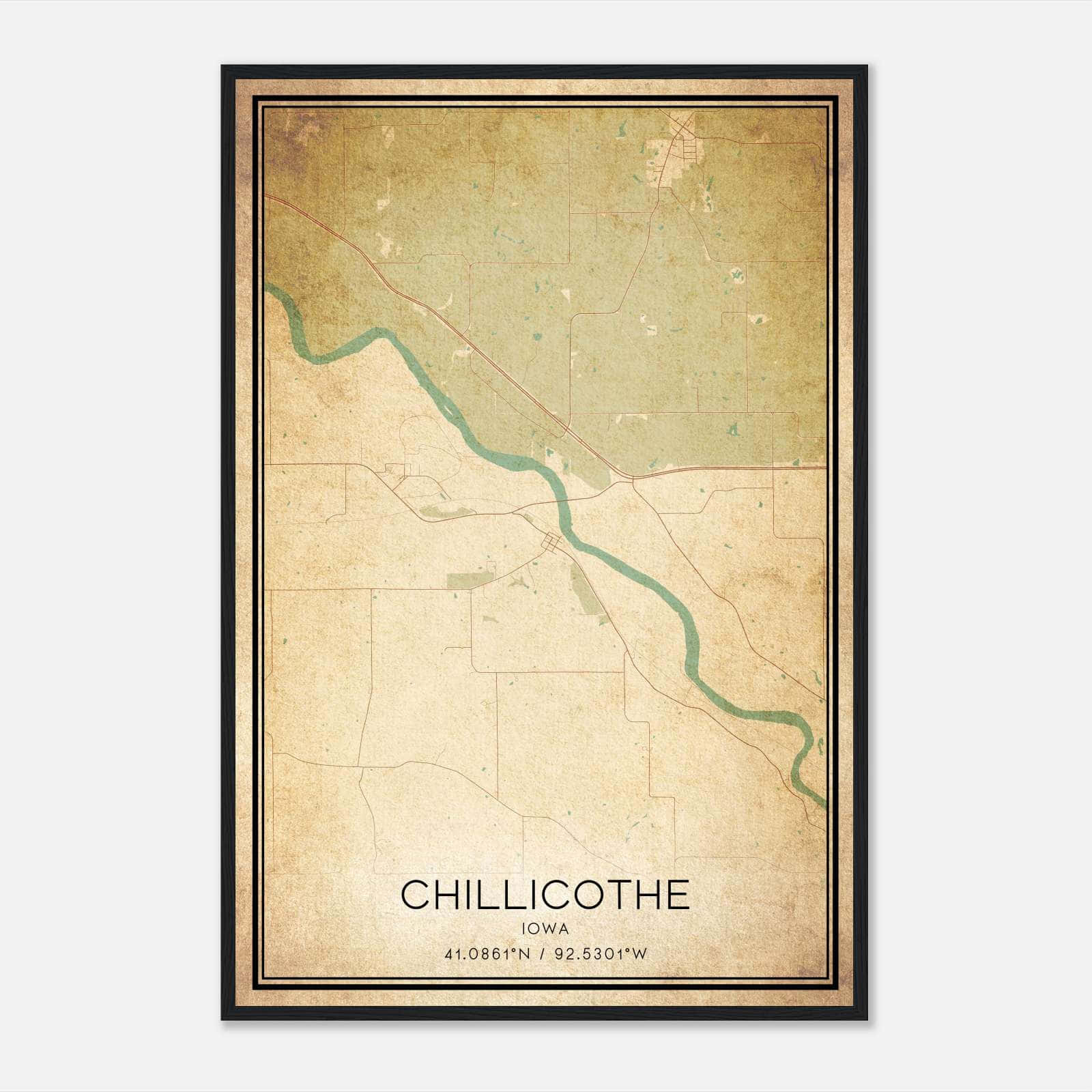 Vintage Chillicothe Iowa Map Poster, Chillicothe IA City Road Wall Art Print Vintage Chillicothe Iowa Map Poster, Chillicothe IA City Road Wall Art Print