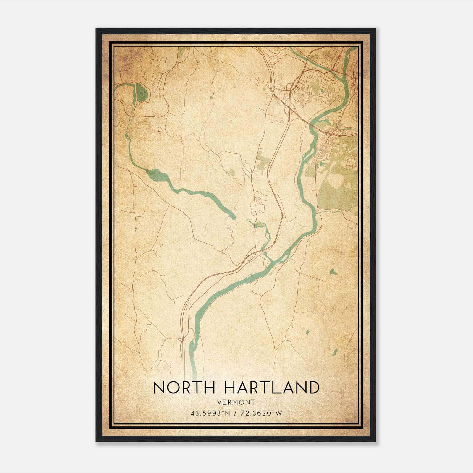 Vintage North Hartland Vermont Map Poster, North Hartland VT City Road Wall Art Print Vintage North Hartland Vermont Map Poster, North Hartland VT City Road Wall Art Print